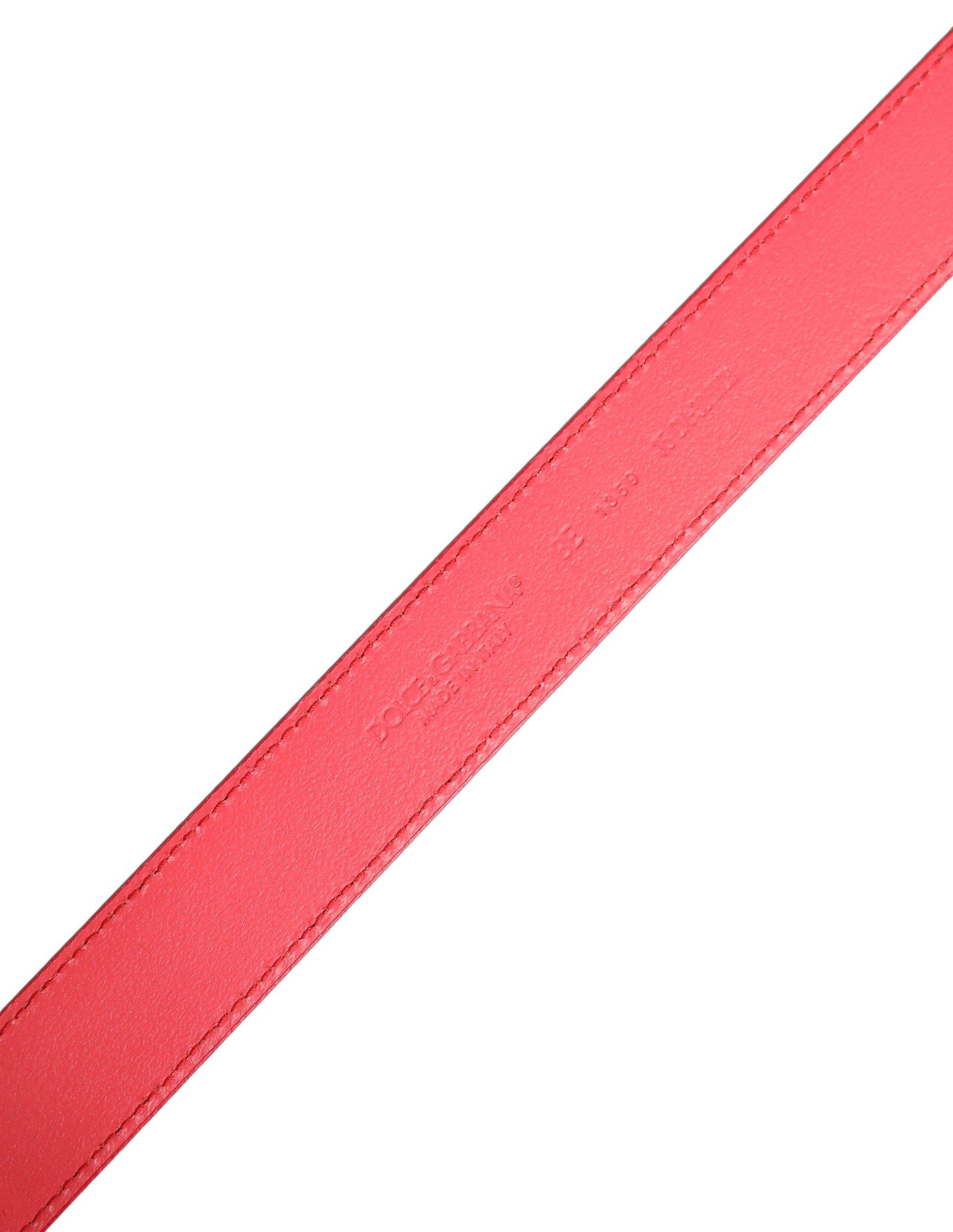 Dolce & Gabbana Pink Lambskin Leather Silver Metal Buckle Belt Curated Luxury Accessories by Orvyn