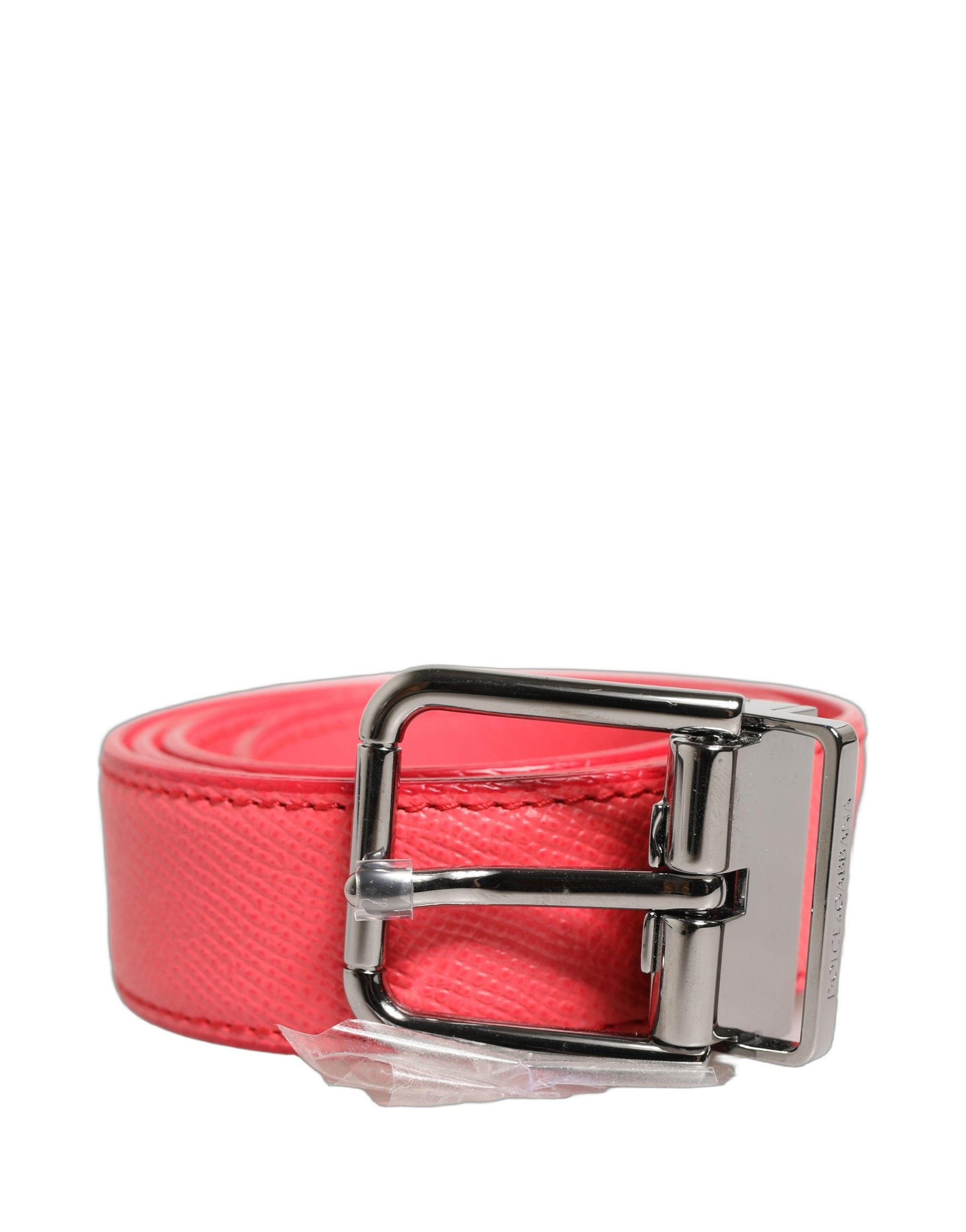Dolce & Gabbana Pink Lambskin Leather Silver Metal Buckle Belt Curated Luxury Accessories by Orvyn