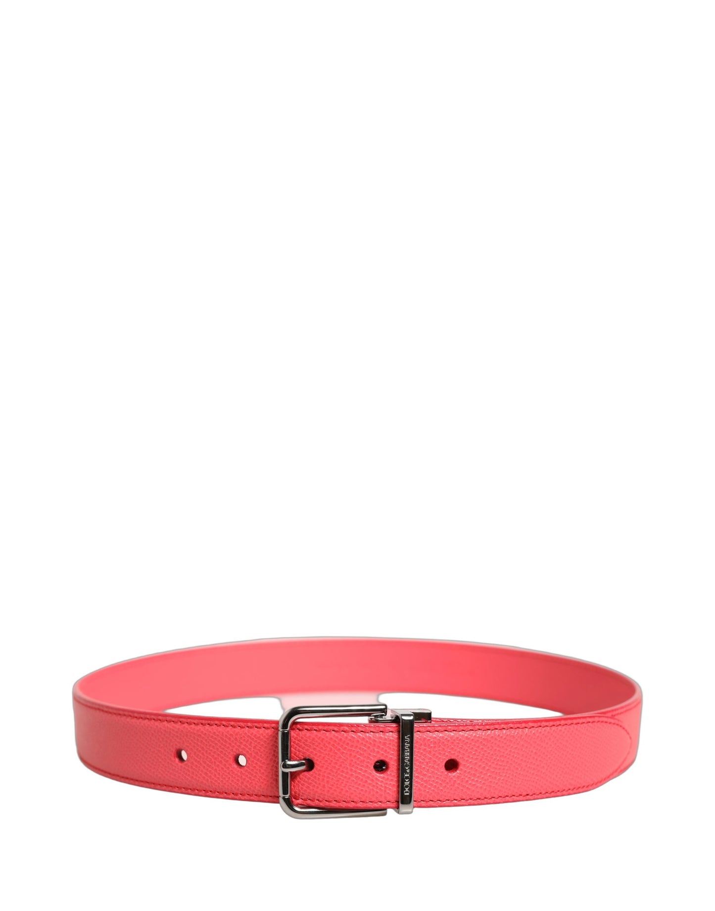 Dolce & Gabbana Pink Lambskin Leather Silver Metal Buckle Belt Curated Luxury Accessories by Orvyn