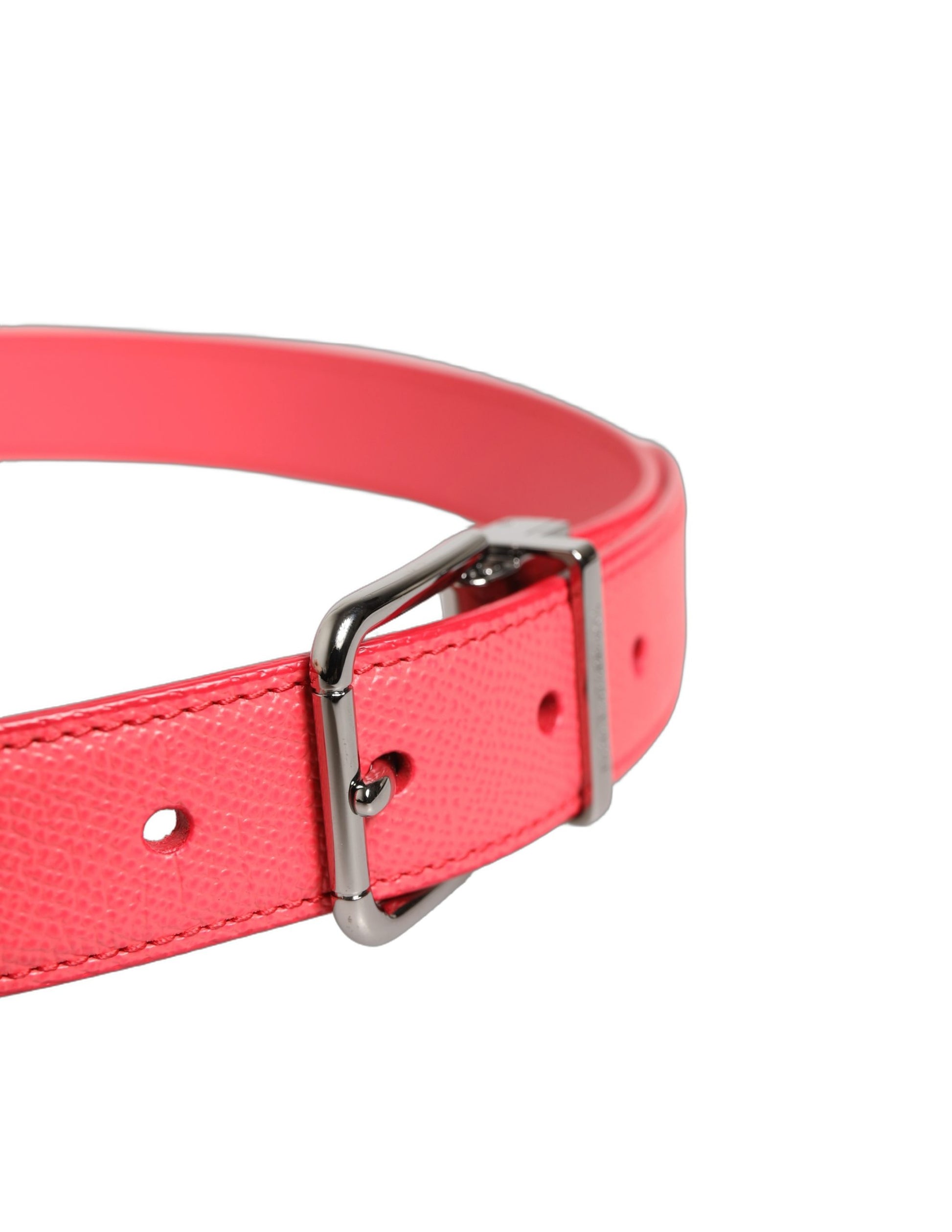Dolce & Gabbana Pink Lambskin Leather Silver Metal Buckle Belt Curated Luxury Accessories by Orvyn
