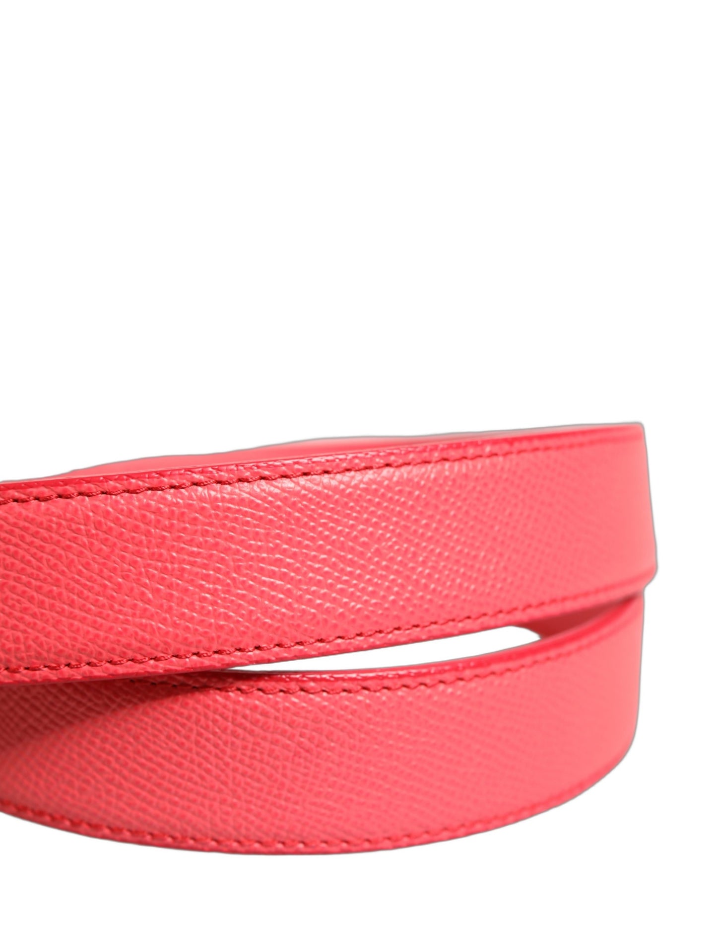 Dolce & Gabbana Pink Lambskin Leather Silver Metal Buckle Belt Curated Luxury Accessories by Orvyn