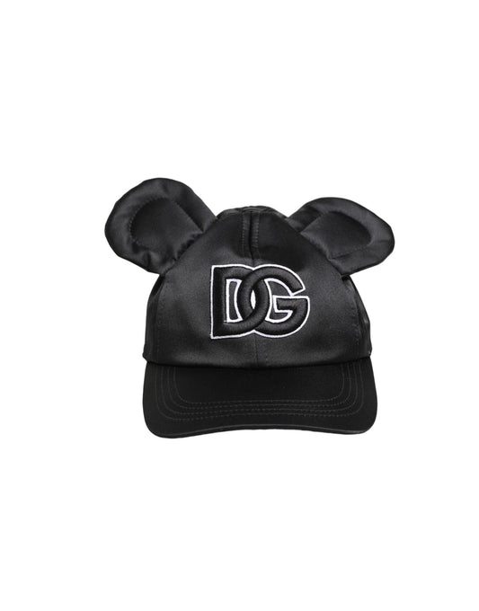 Dolce & Gabbana Men Black Velvet Animal Ears Baseball Cap Hat Curated Luxury Accessories by Orvyn