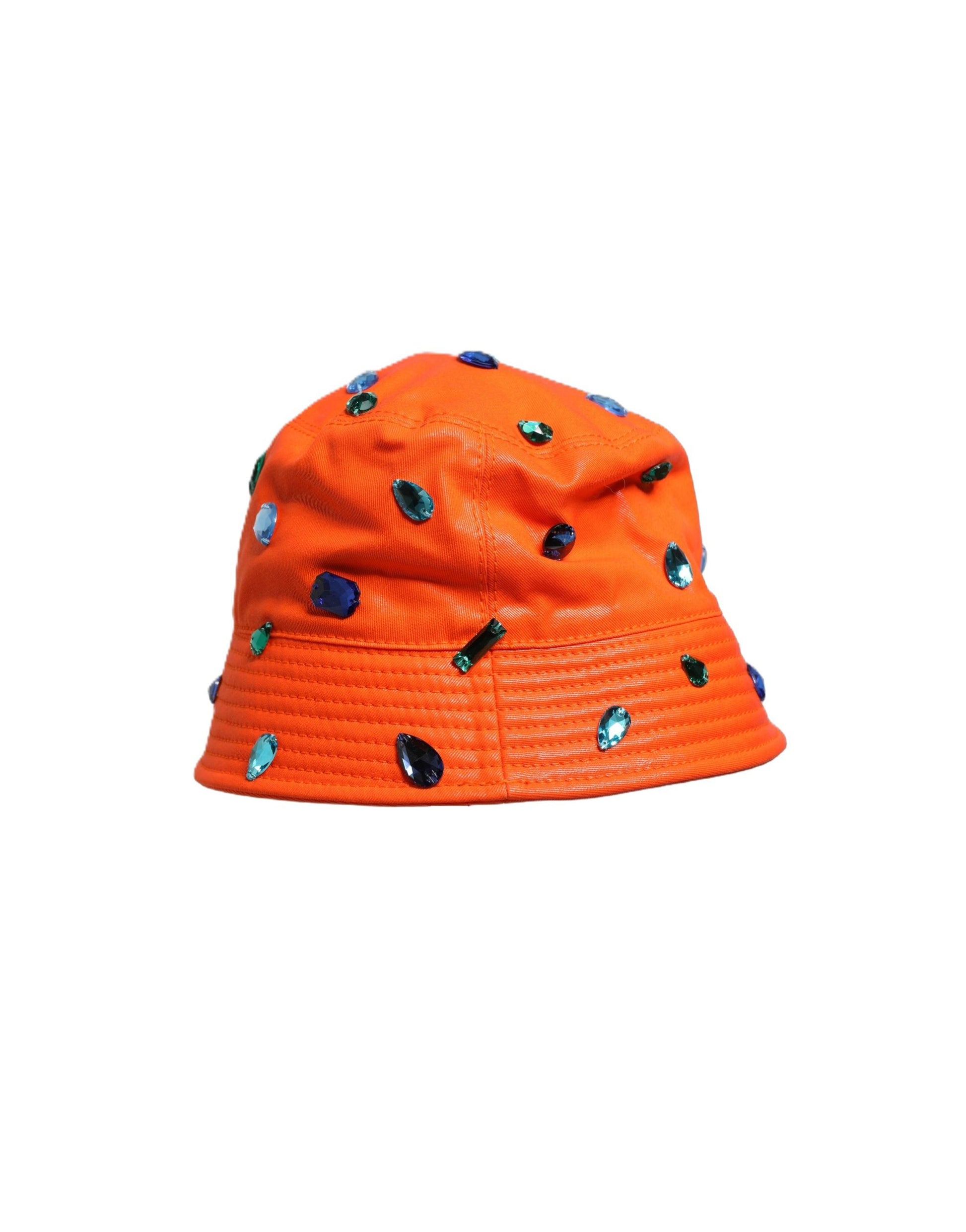 Dolce & Gabbana Orange Crystal Embellished Bucket Fisherman Cap Hat Curated Luxury Accessories by Orvyn