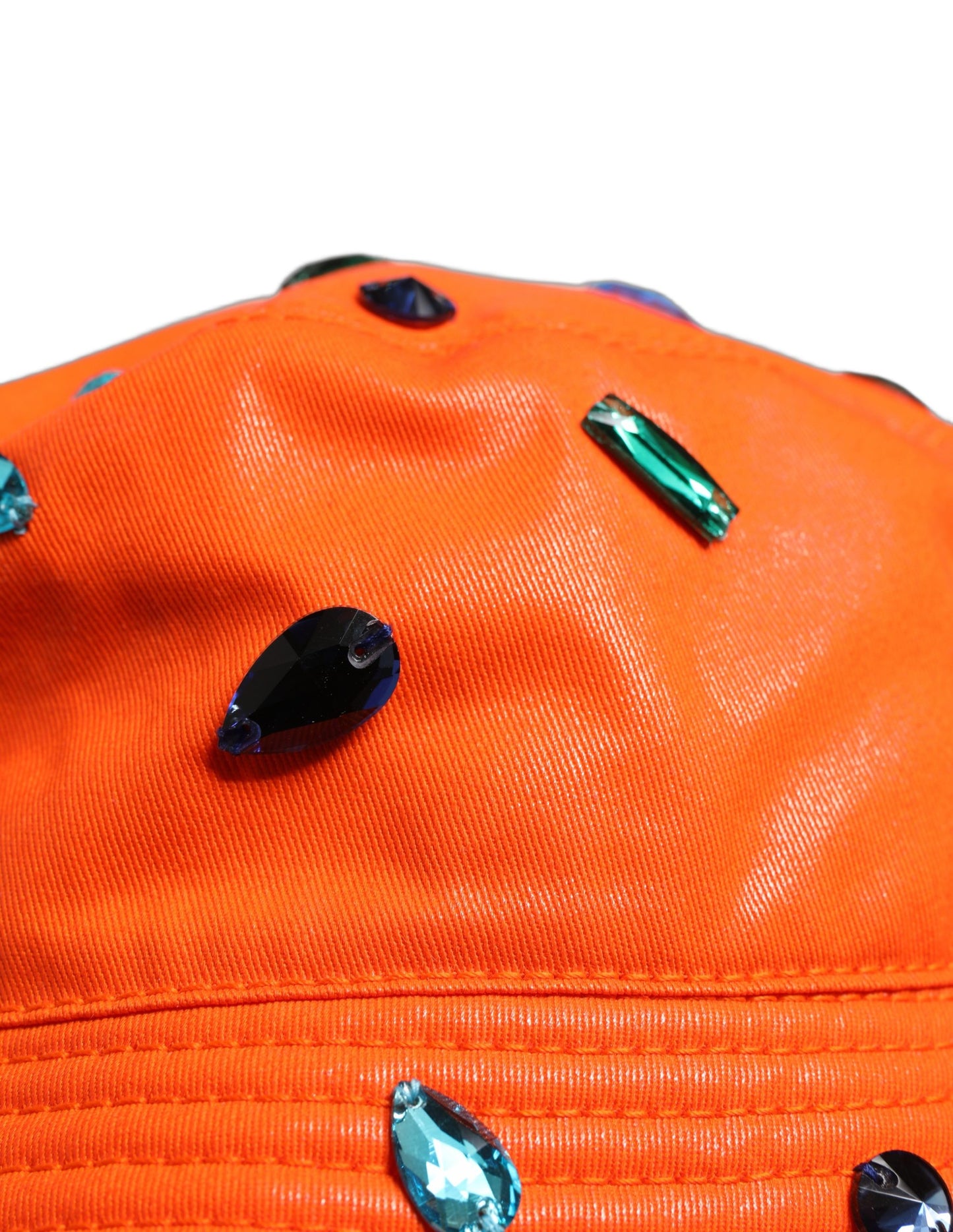 Dolce & Gabbana Orange Crystal Embellished Bucket Fisherman Cap Hat Curated Luxury Accessories by Orvyn