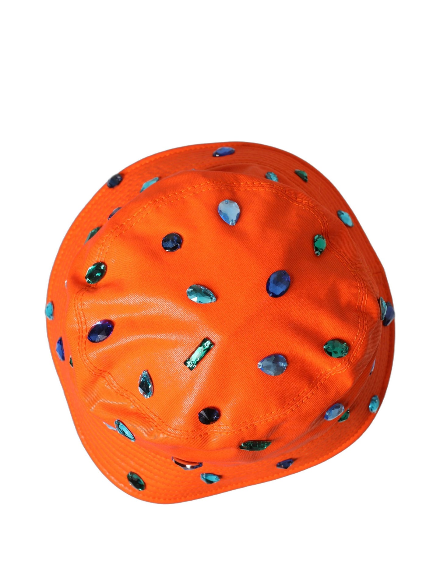 Dolce & Gabbana Orange Crystal Embellished Bucket Fisherman Cap Hat Curated Luxury Accessories by Orvyn