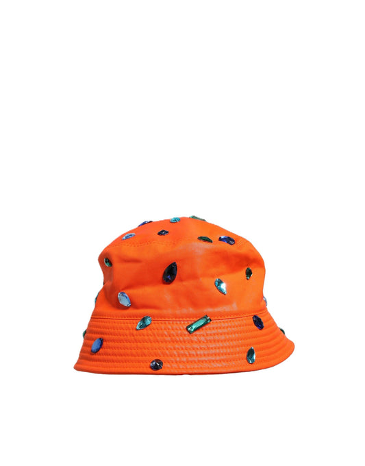 Dolce & Gabbana Orange Crystal Embellished Bucket Fisherman Cap Hat Curated Luxury Accessories by Orvyn