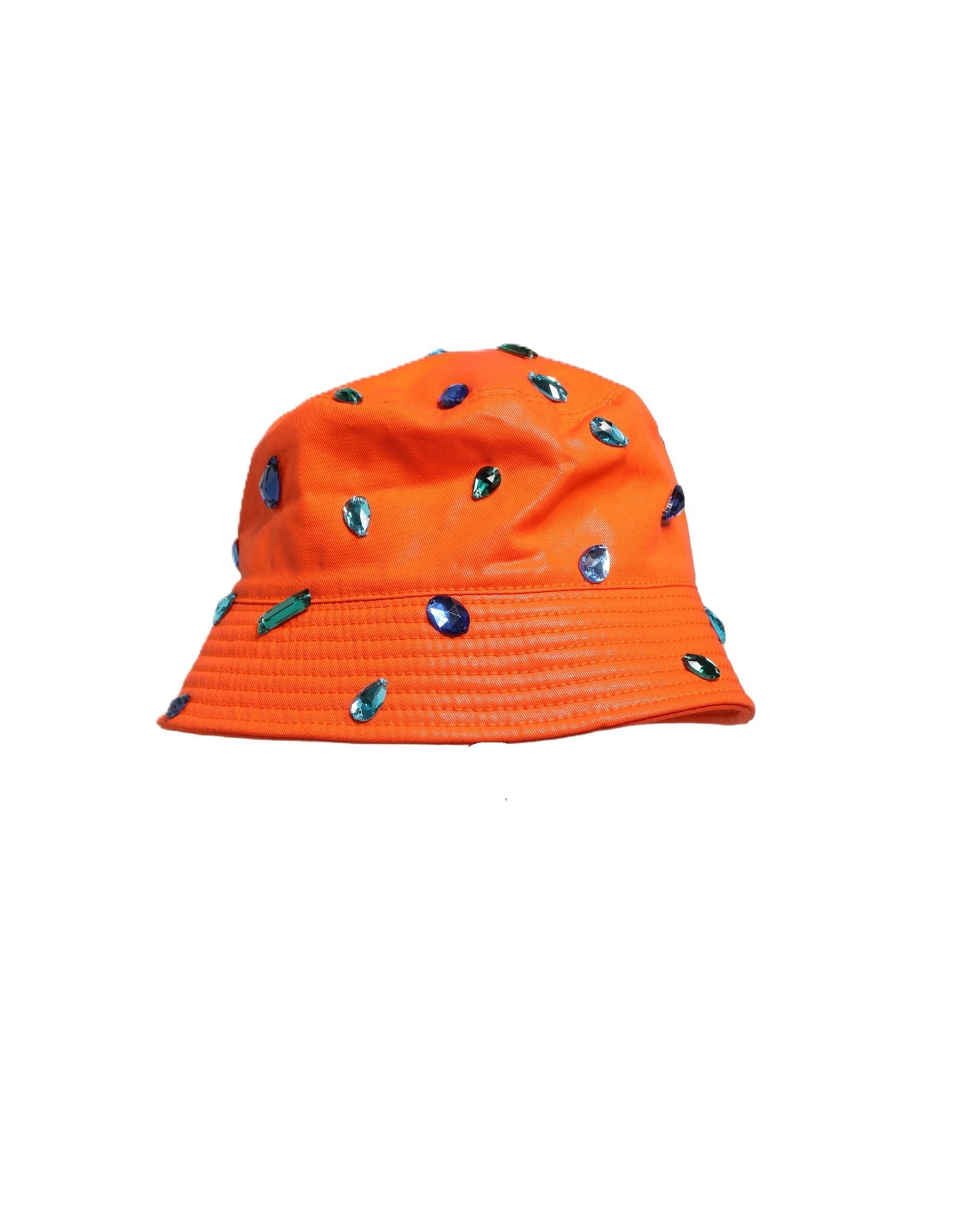 Dolce & Gabbana Orange Crystal Embellished Bucket Fisherman Cap Hat Curated Luxury Accessories by Orvyn