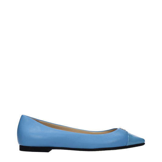 Jimmy Choo Light Blue Leather Ballet Flats blau