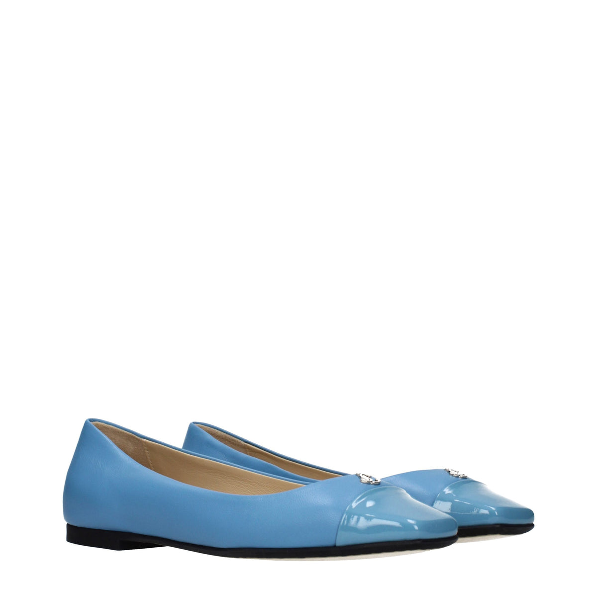 Jimmy Choo Light Blue Leather Ballet Flats blau