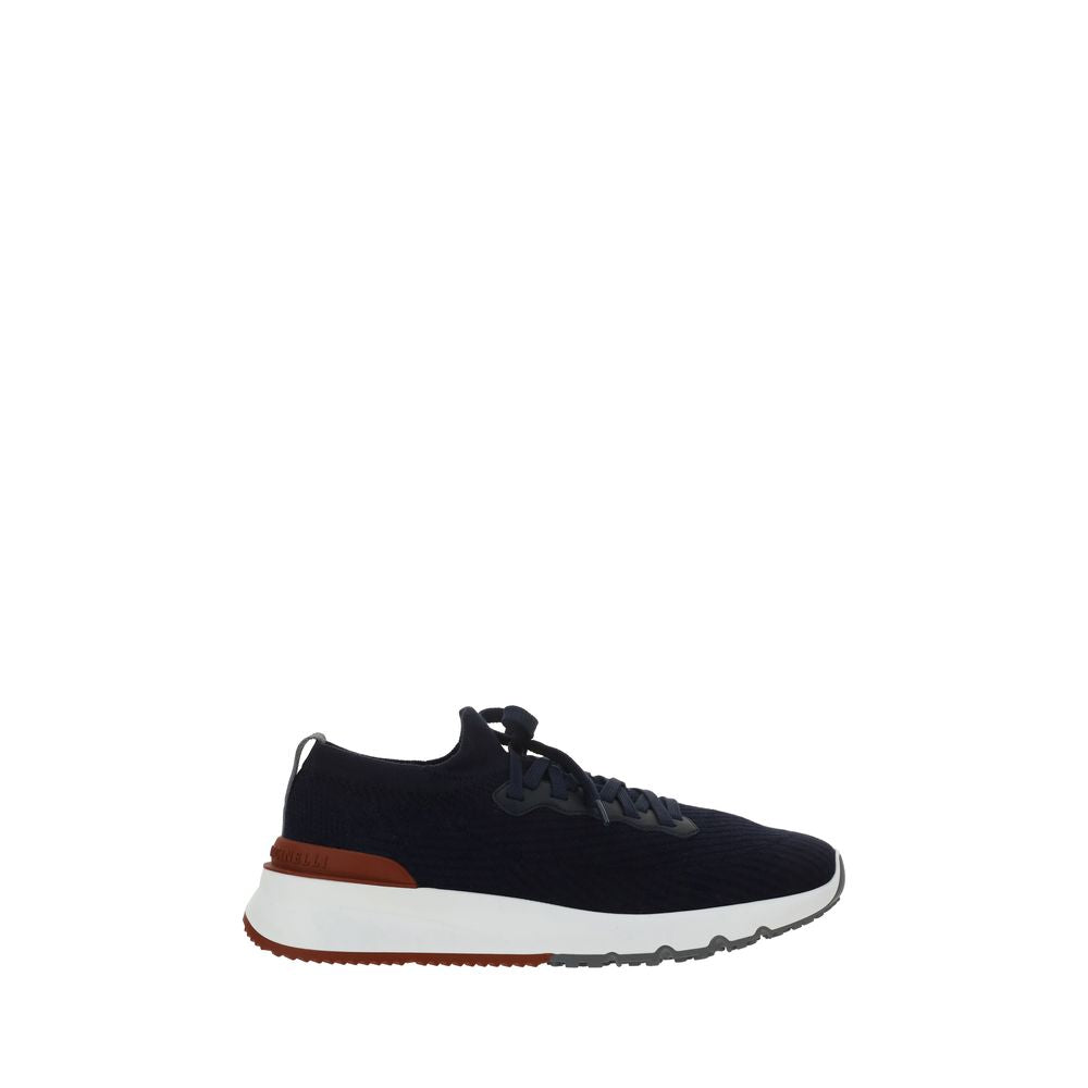 Brunello Cucinelli Blue Cotton Low Top Sneakers blau