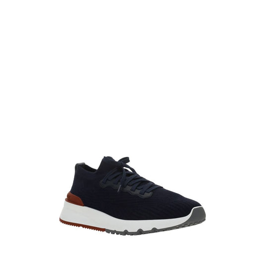 Brunello Cucinelli Blue Cotton Low Top Sneakers blau