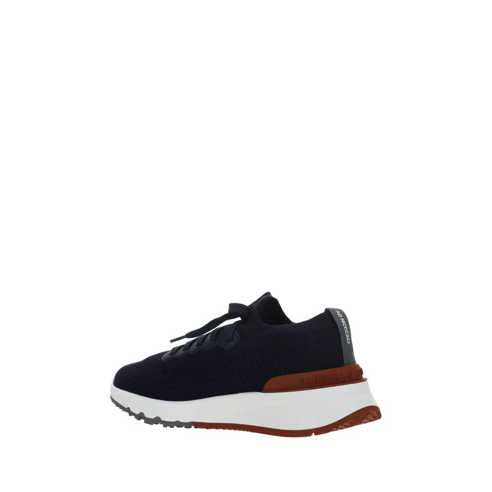 Brunello Cucinelli Blue Cotton Low Top Sneakers blau