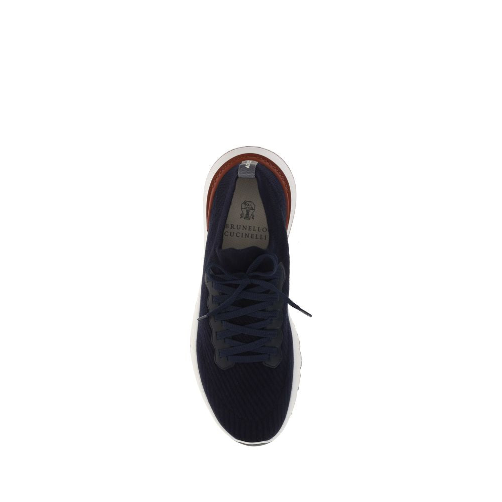 Brunello Cucinelli Blue Cotton Low Top Sneakers blau
