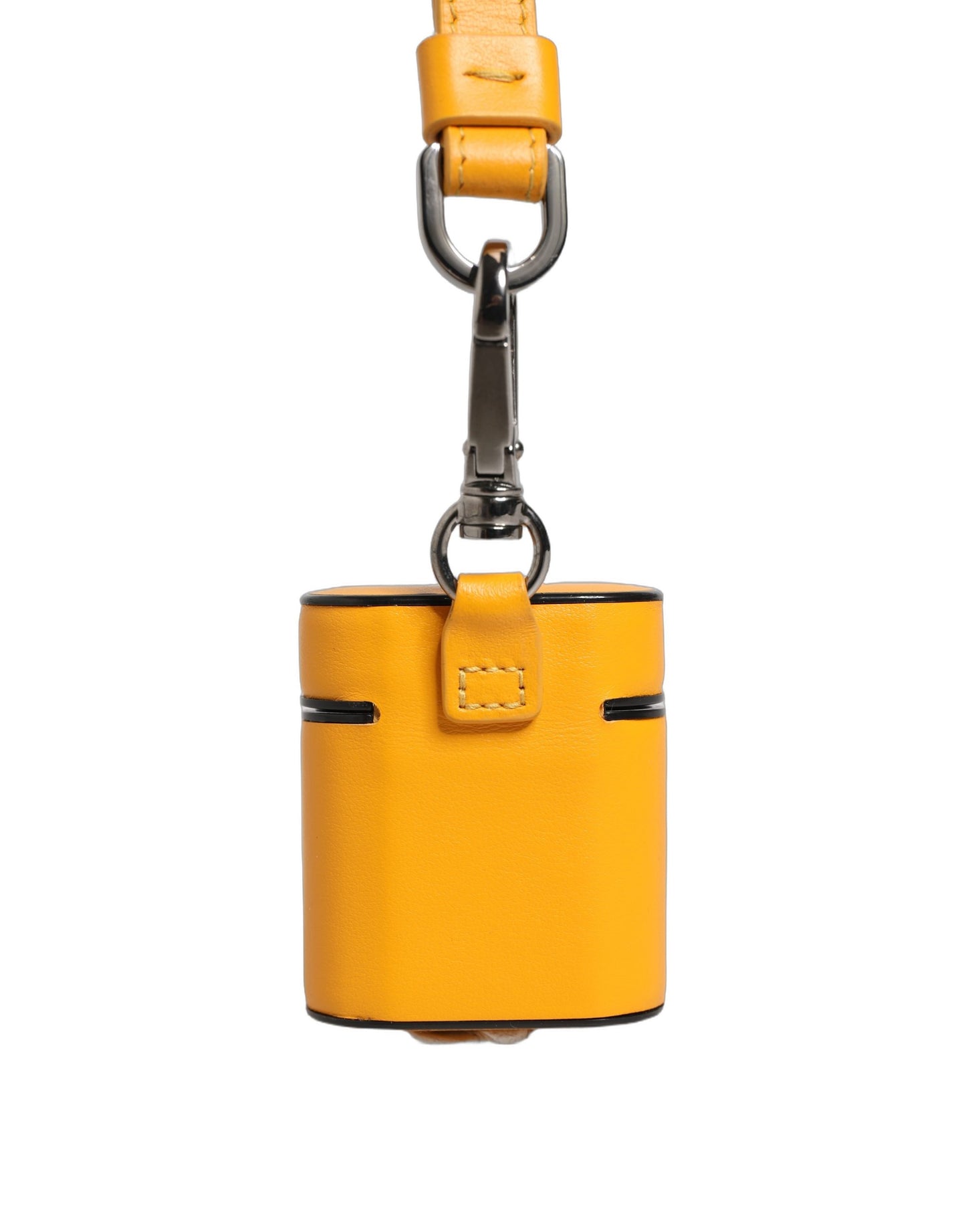 Dolce & Gabbana Case Yellow Calf Leather Logo Flip Holder Strap Airpods Curated Luxury Accessories by Orvyn