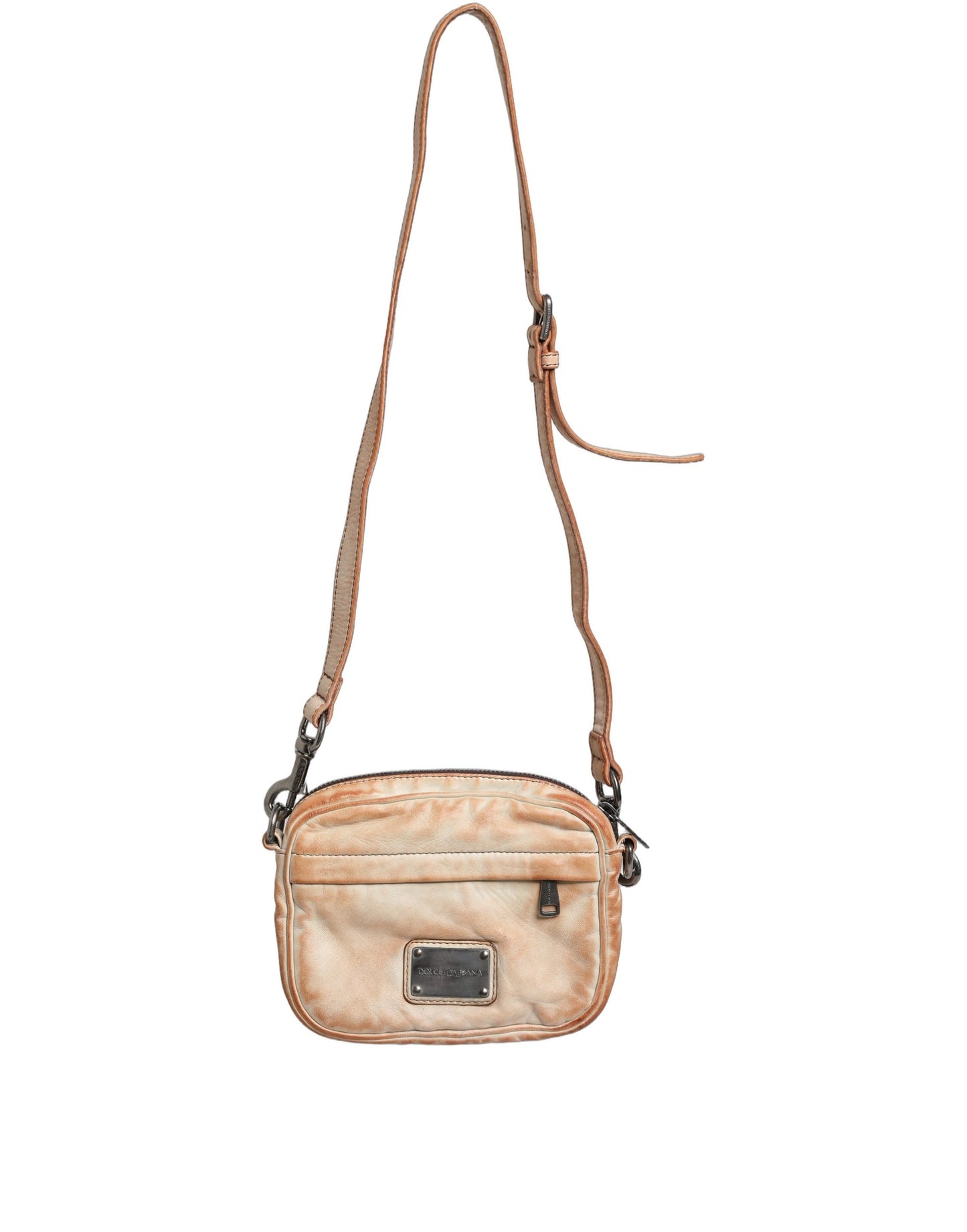 Dolce & Gabbana Beige Vintage Leather Logo Plaque Shoulder Borse Men Bag Curated Luxury Accessories by Orvyn