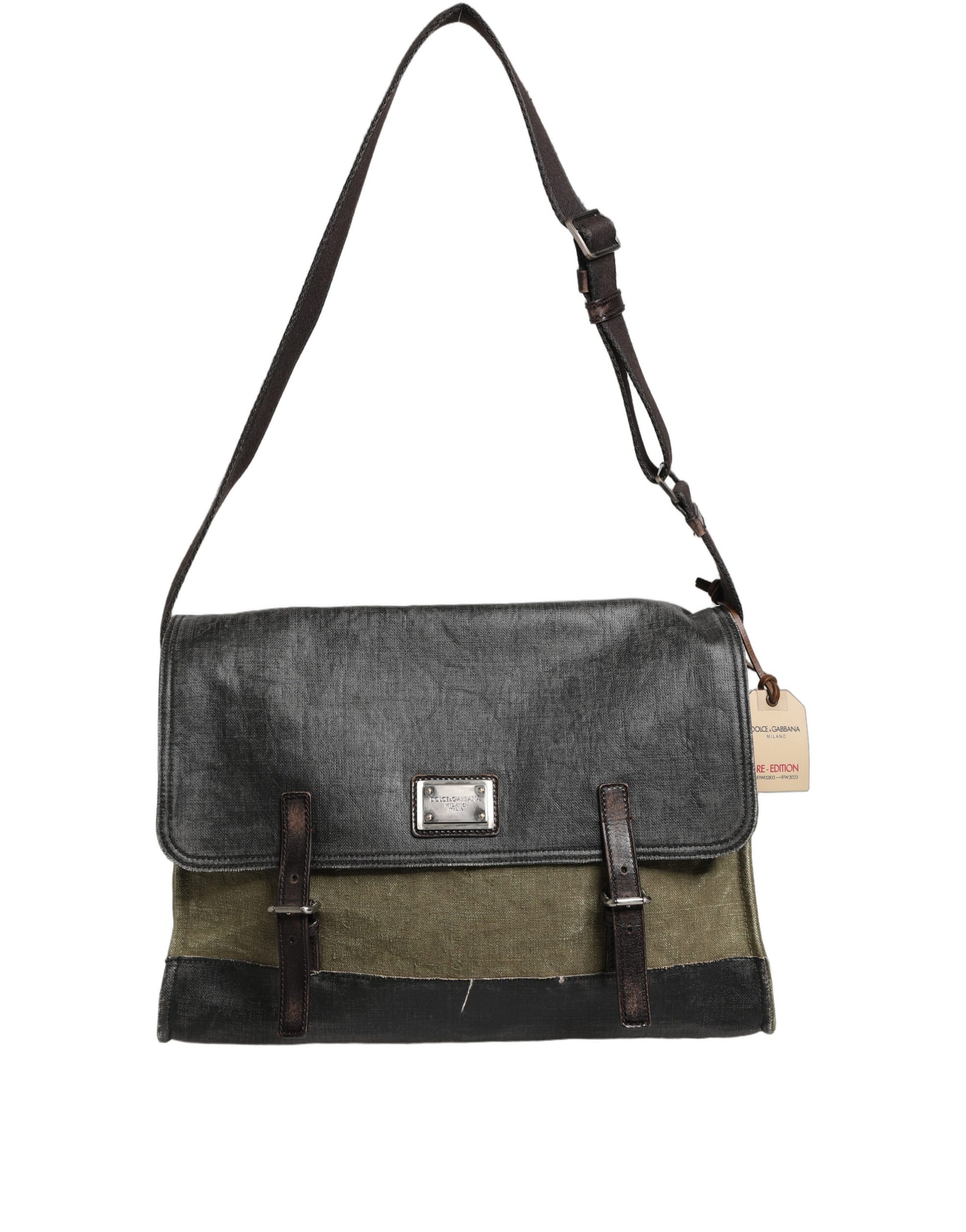Dolce & Gabbana Military Green Two Tone Messenger Shoulder Borse Men Bag Curated Luxury Accessories by Orvyn