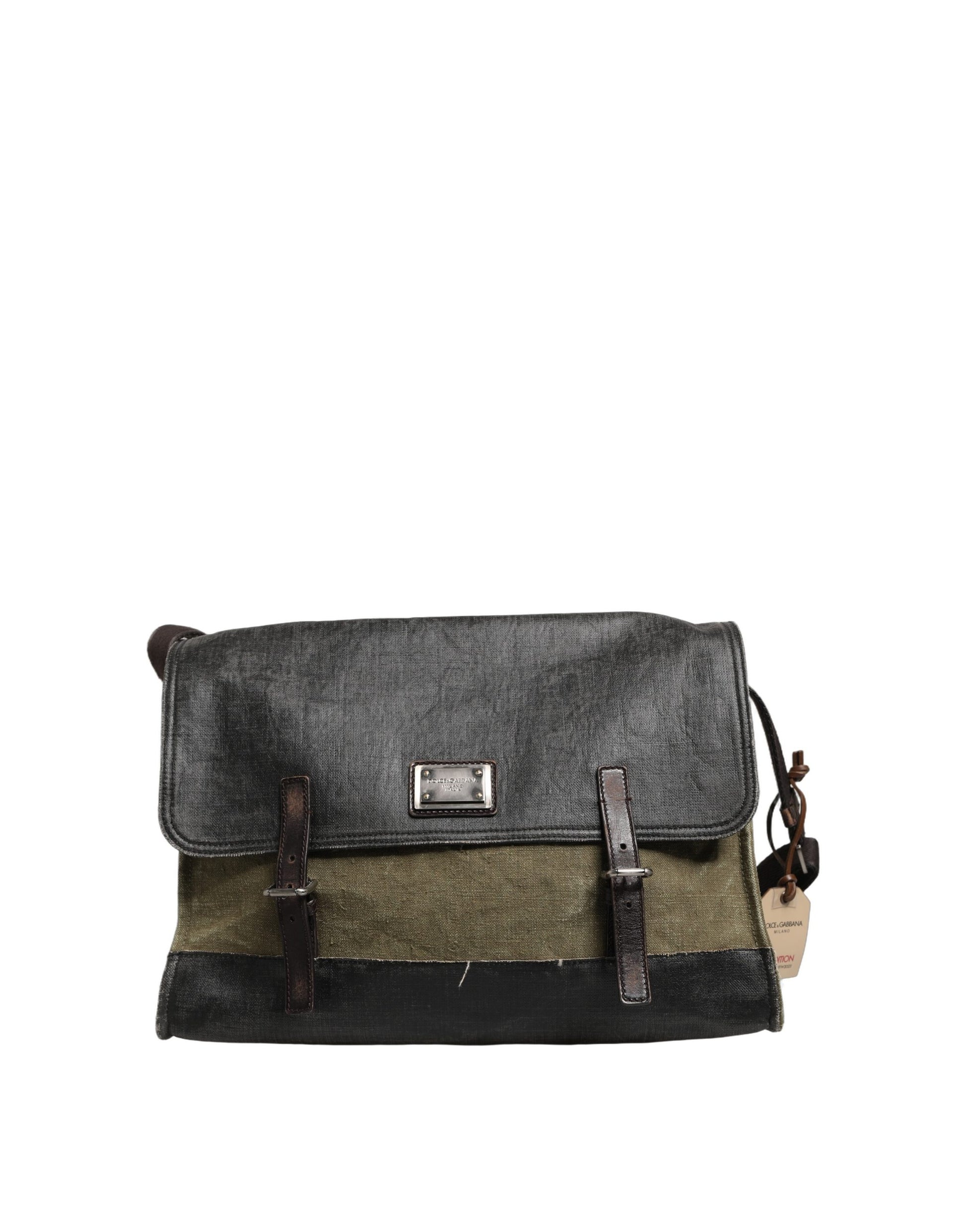 Dolce & Gabbana Military Green Two Tone Messenger Shoulder Borse Men Bag Curated Luxury Accessories by Orvyn