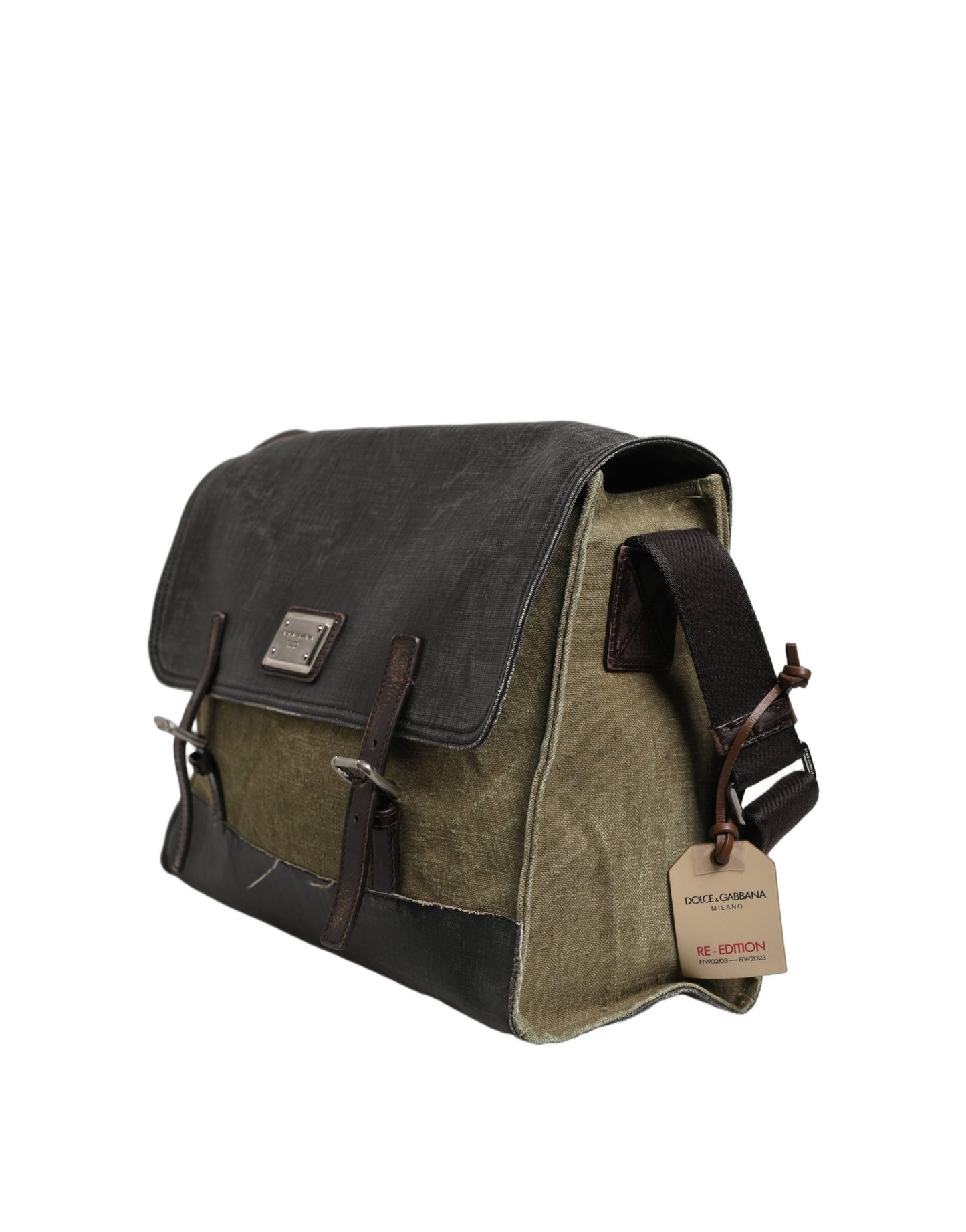 Dolce & Gabbana Military Green Two Tone Messenger Shoulder Borse Men Bag Curated Luxury Accessories by Orvyn