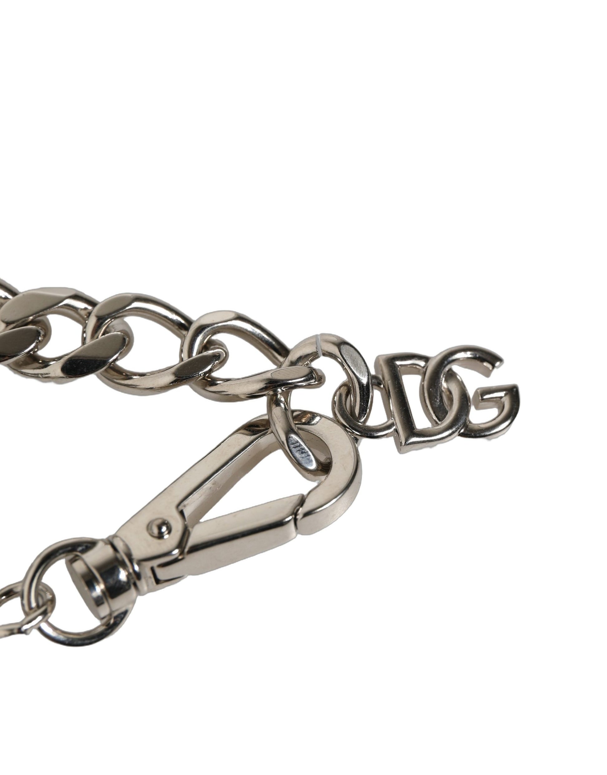 Dolce & Gabbana Silver Tone Brass Beaded Shell DG Logo Pendant Bracelet Curated Luxury Accessories by Orvyn
