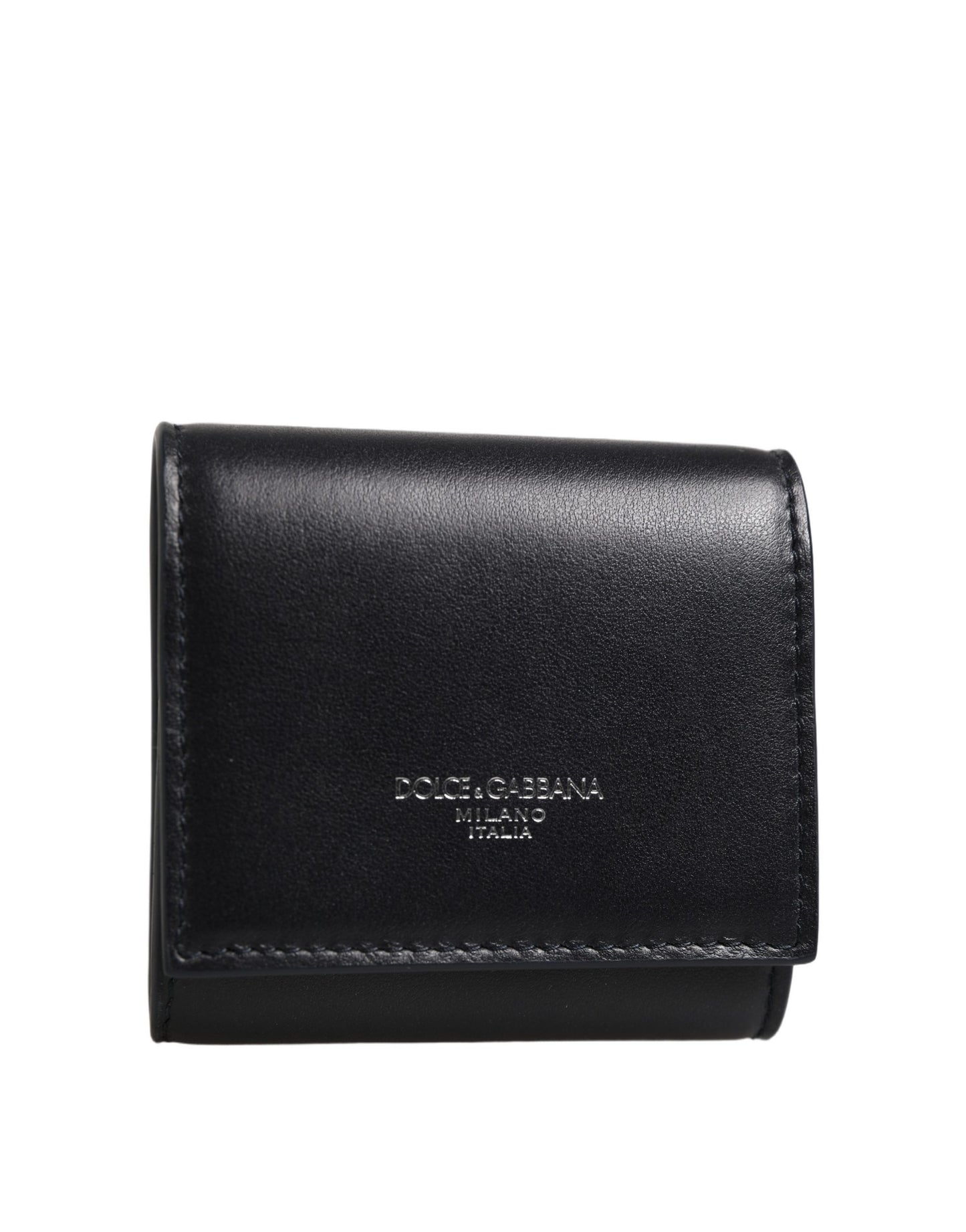 Dolce & Gabbana Black Calfskin Leather Logo Print Bifold CoinPurse Wallet Curated Luxury Accessories by Orvyn