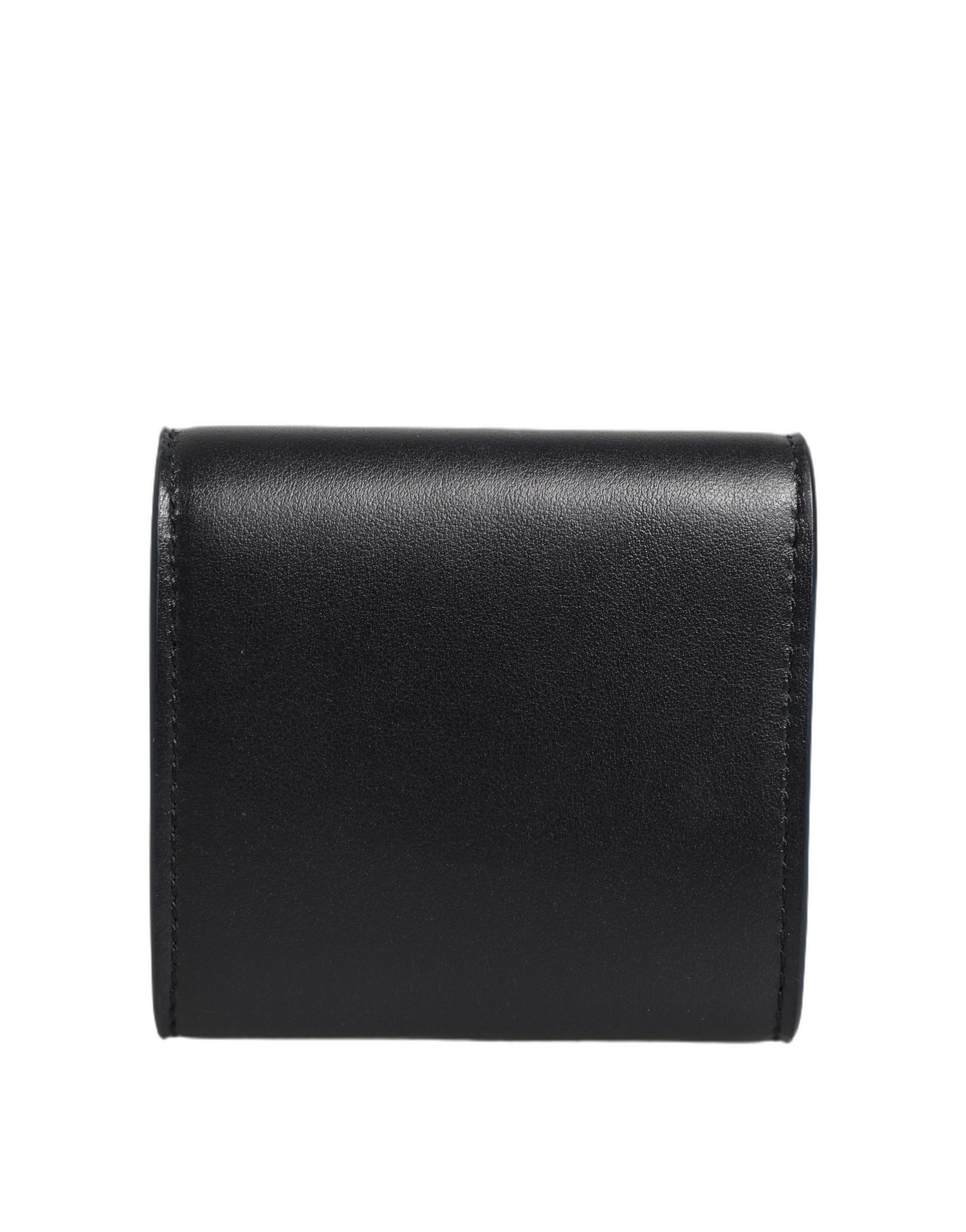 Dolce & Gabbana Black Calfskin Leather Logo Print Bifold CoinPurse Wallet Curated Luxury Accessories by Orvyn
