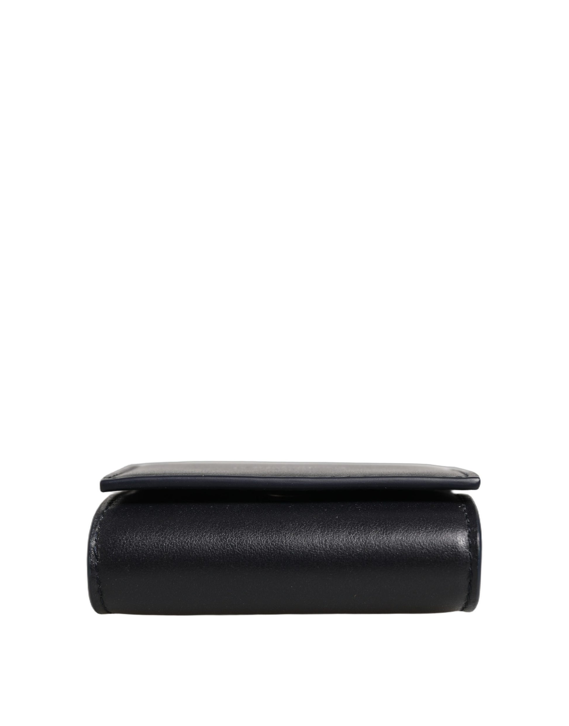 Dolce & Gabbana Black Calfskin Leather Logo Print Bifold CoinPurse Wallet Curated Luxury Accessories by Orvyn