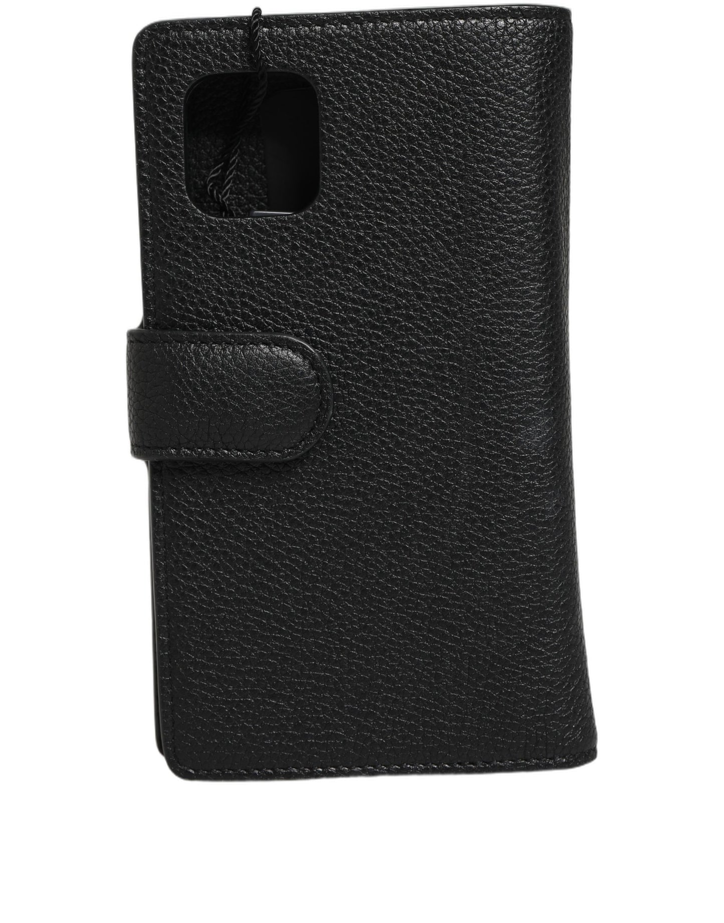 Dolce & Gabbana Case Flip Cover Black Calf Leather iPhone11 PRO Phone Curated Luxury Accessories by Orvyn