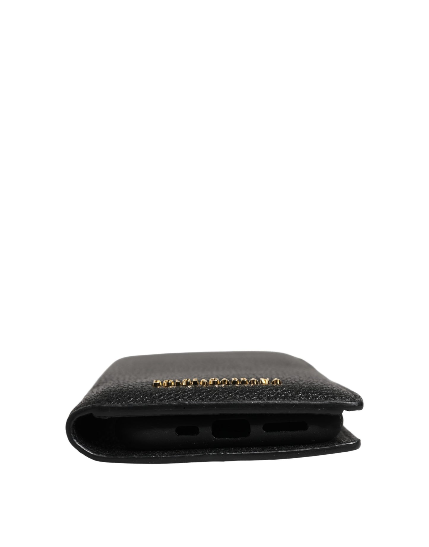 Dolce & Gabbana Case Flip Cover Black Calf Leather iPhone11 PRO Phone Curated Luxury Accessories by Orvyn