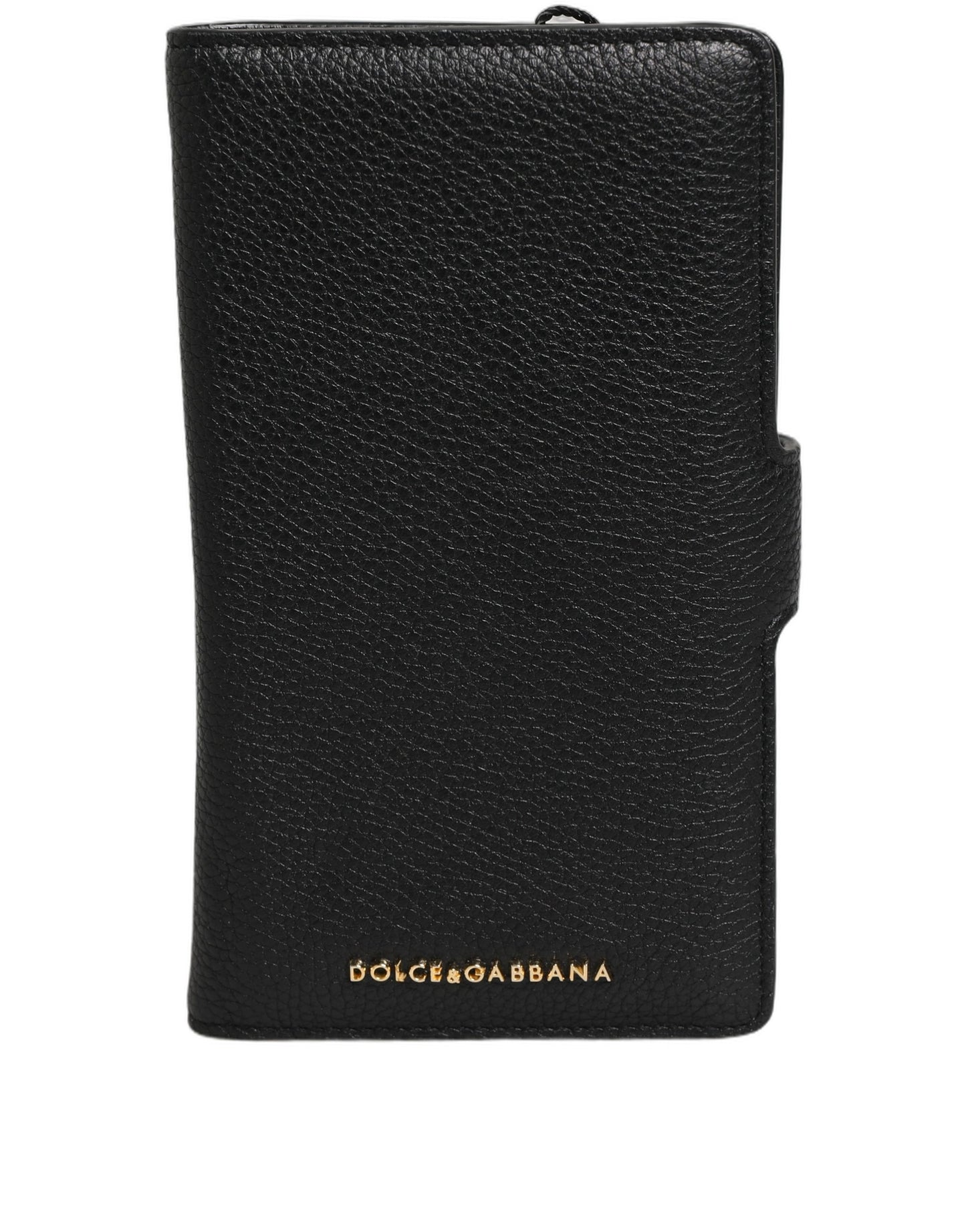 Dolce & Gabbana Case Flip Cover Black Calf Leather iPhone11 PRO Phone Curated Luxury Accessories by Orvyn
