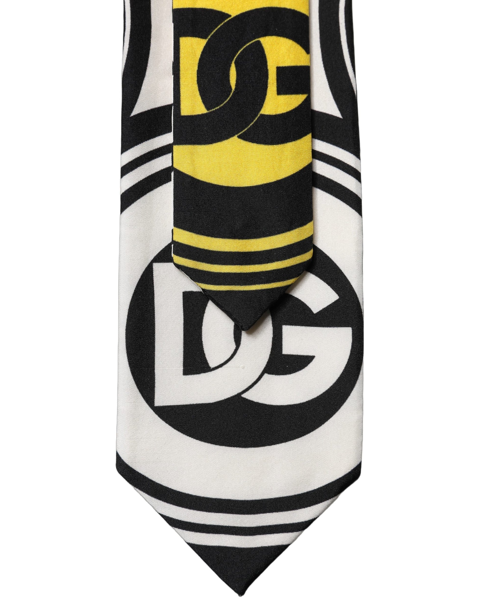 Dolce & Gabbana Multicolor Monogram Print Silk Adjustable Men Necktie Tie Curated Luxury Accessories by Orvyn