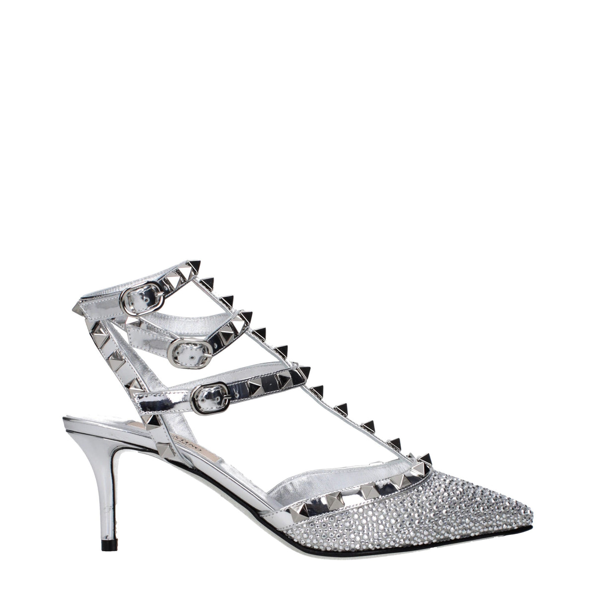Valentino Garavani Gray Leather Stiletto Heel Sandals grau