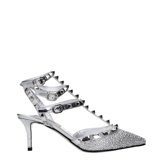Valentino Garavani Gray Leather Stiletto Heel Sandals grau