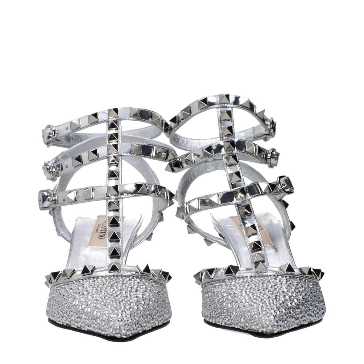 Valentino Garavani Gray Leather Stiletto Heel Sandals grau