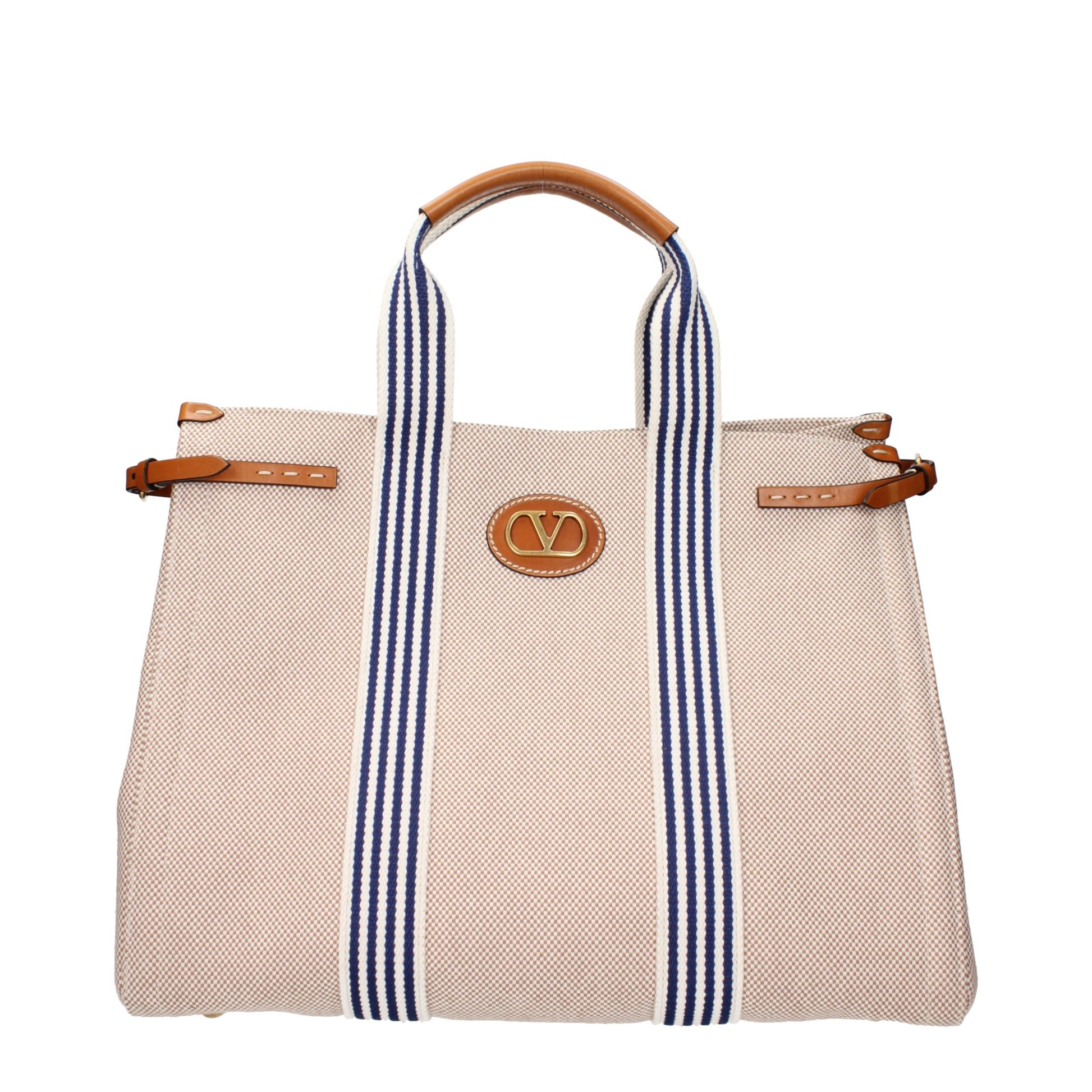 Valentino Garavani VLogo Beige Fabric Handbag curated by orvyn luxury accessories