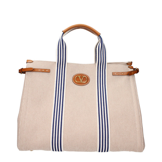 Valentino Garavani VLogo Beige Fabric Handbag curated by orvyn luxury accessories