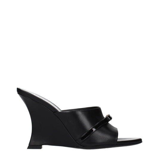 Versace Black Leather Wedge Sandals Curated Luxury Accessories by Orvyn