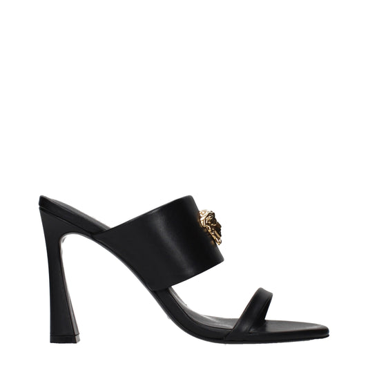Versace Black Leather Stiletto Heel Sandals Curated Luxury Accessories by Orvyn