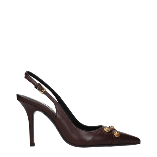 Versace Brown Leather High Heel Pumps Curated Luxury Accessories by Orvyn
