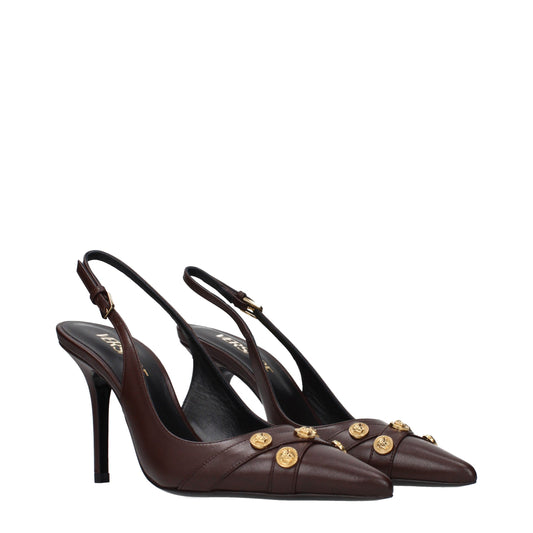 Versace Brown Leather High Heel Pumps Curated Luxury Accessories by Orvyn