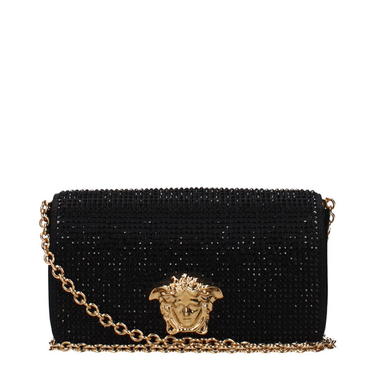 Versace Rhinestone Black Satin Clutch Bag curated by orvyn luxury accessories