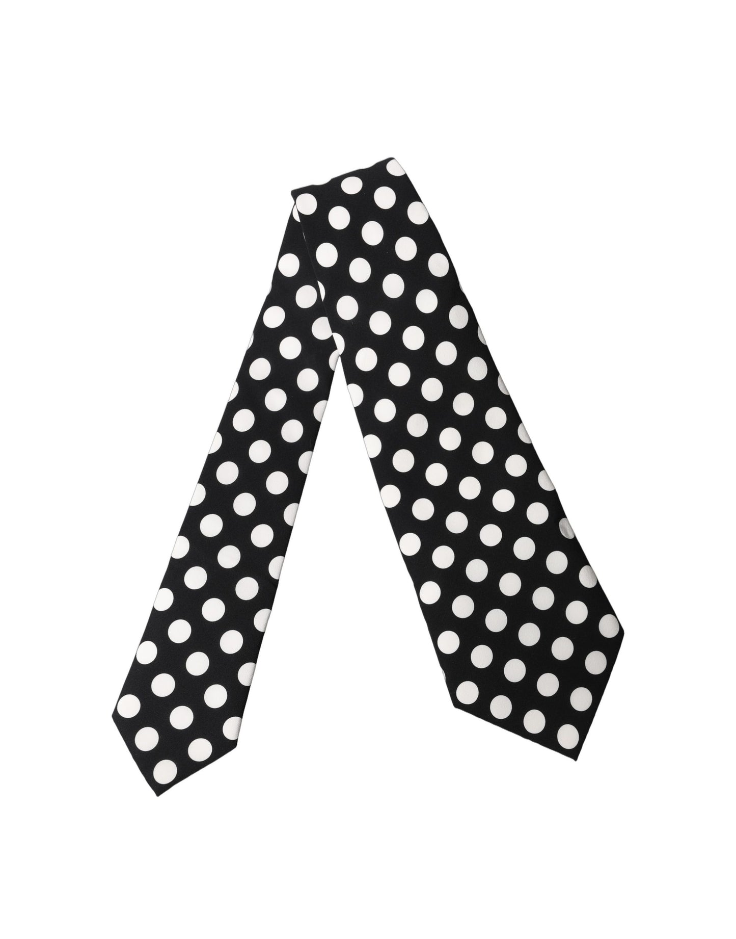 Dolce & Gabbana Black White Polka Dot Silk Adjustable Women Necktie Tie Curated Luxury Accessories by Orvyn