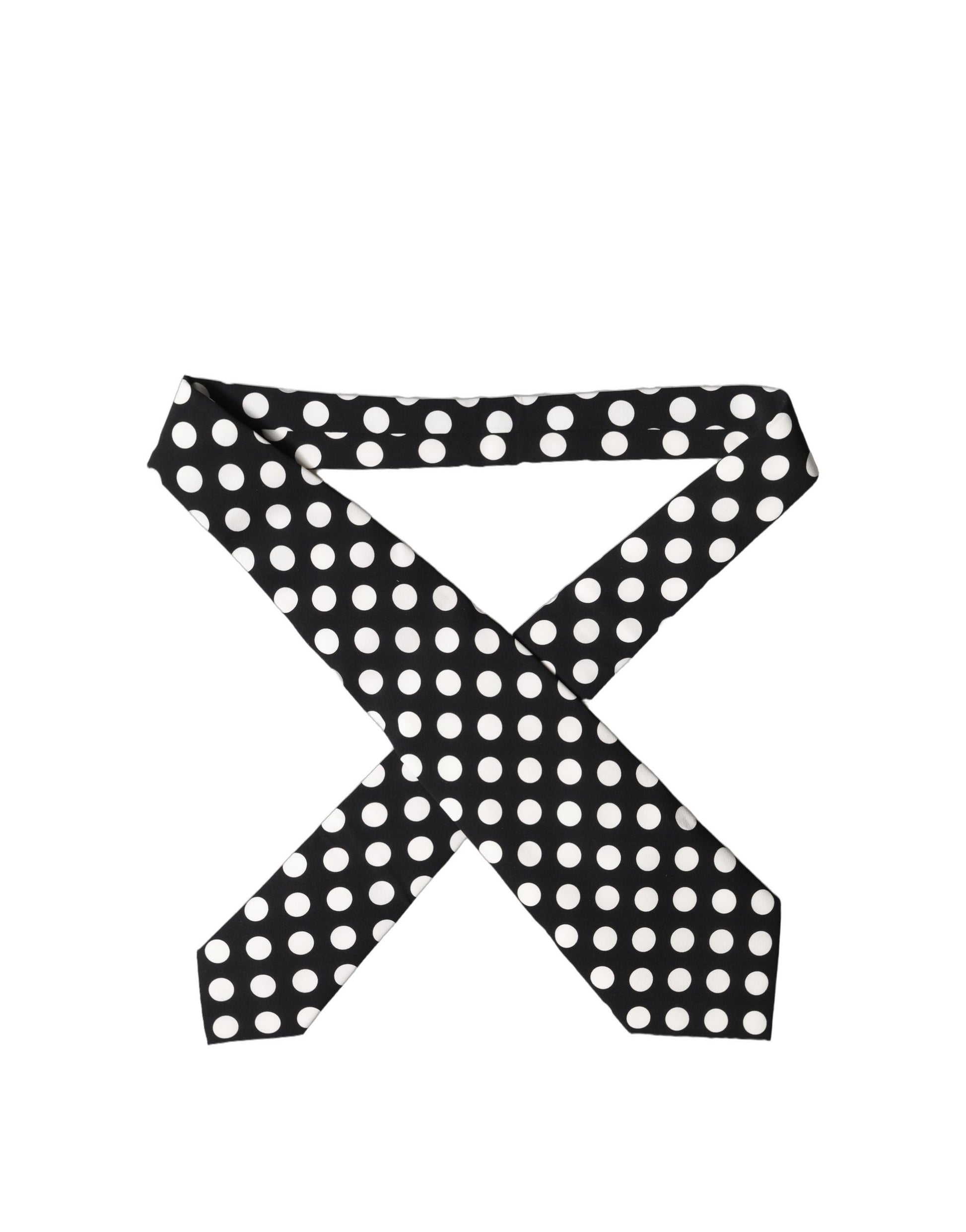 Dolce & Gabbana Black White Polka Dot Silk Adjustable Women Necktie Tie Curated Luxury Accessories by Orvyn