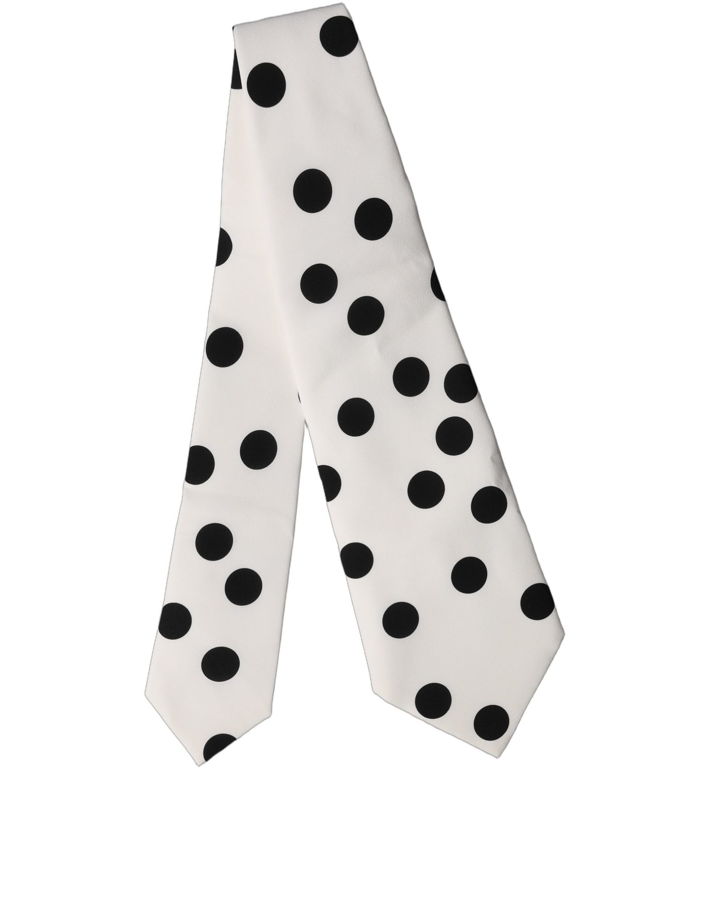 Dolce & Gabbana White Black Polka Dot Silk Adjustable Women Necktie Tie Curated Luxury Accessories by Orvyn