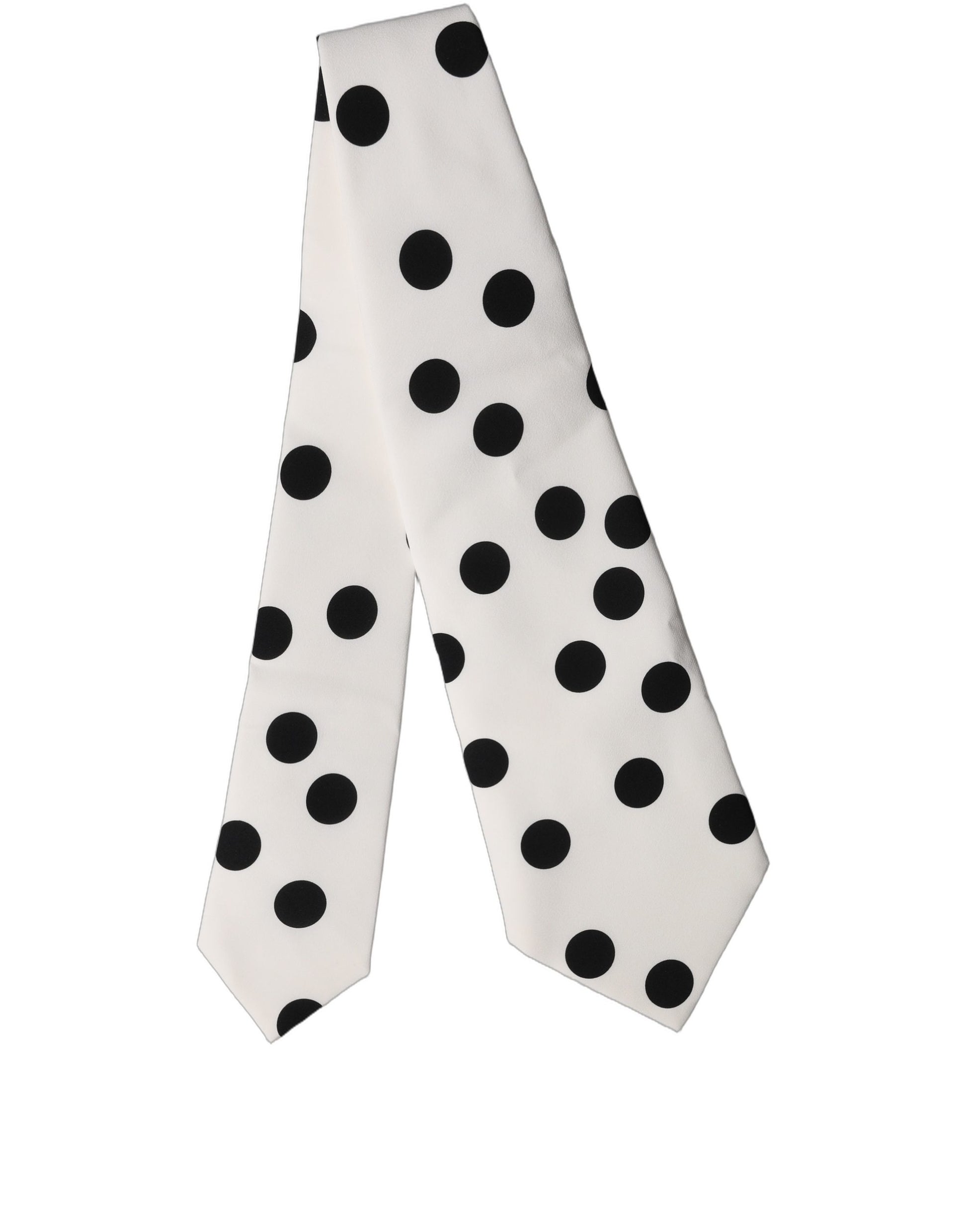Dolce & Gabbana White Black Polka Dot Silk Adjustable Women Necktie Tie Curated Luxury Accessories by Orvyn