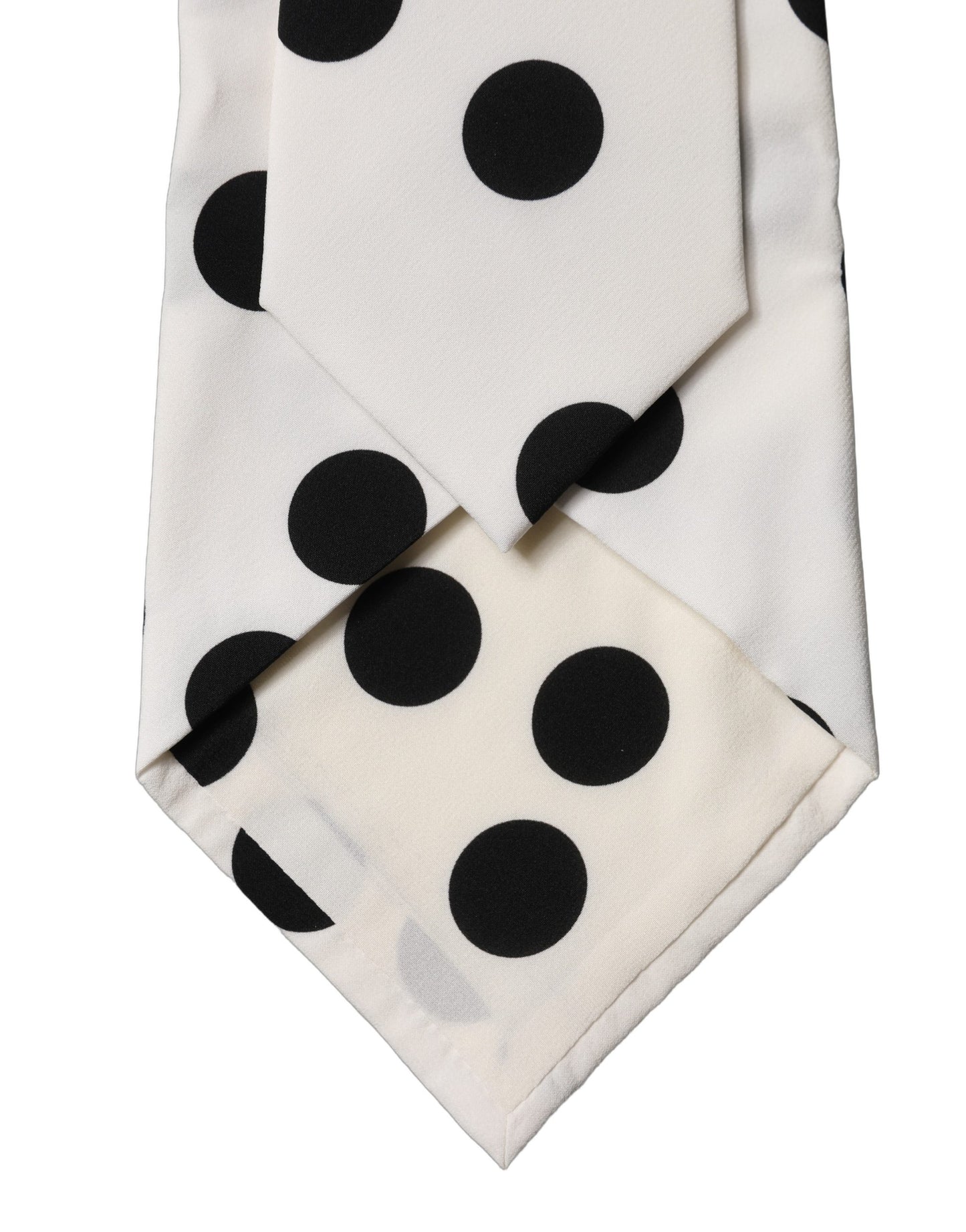Dolce & Gabbana White Black Polka Dot Silk Adjustable Women Necktie Tie Curated Luxury Accessories by Orvyn