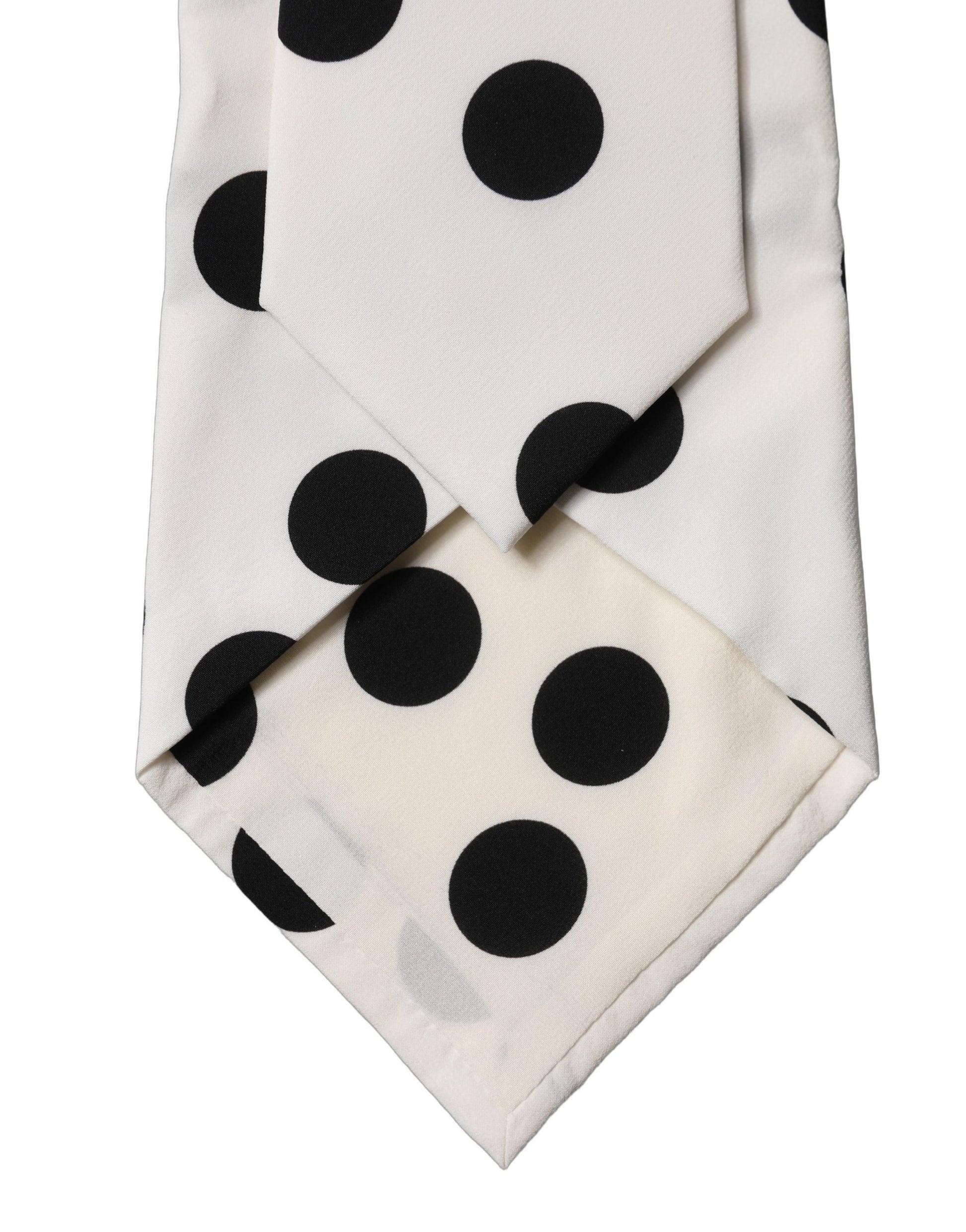 Dolce & Gabbana White Black Polka Dot Silk Adjustable Women Necktie Tie Curated Luxury Accessories by Orvyn