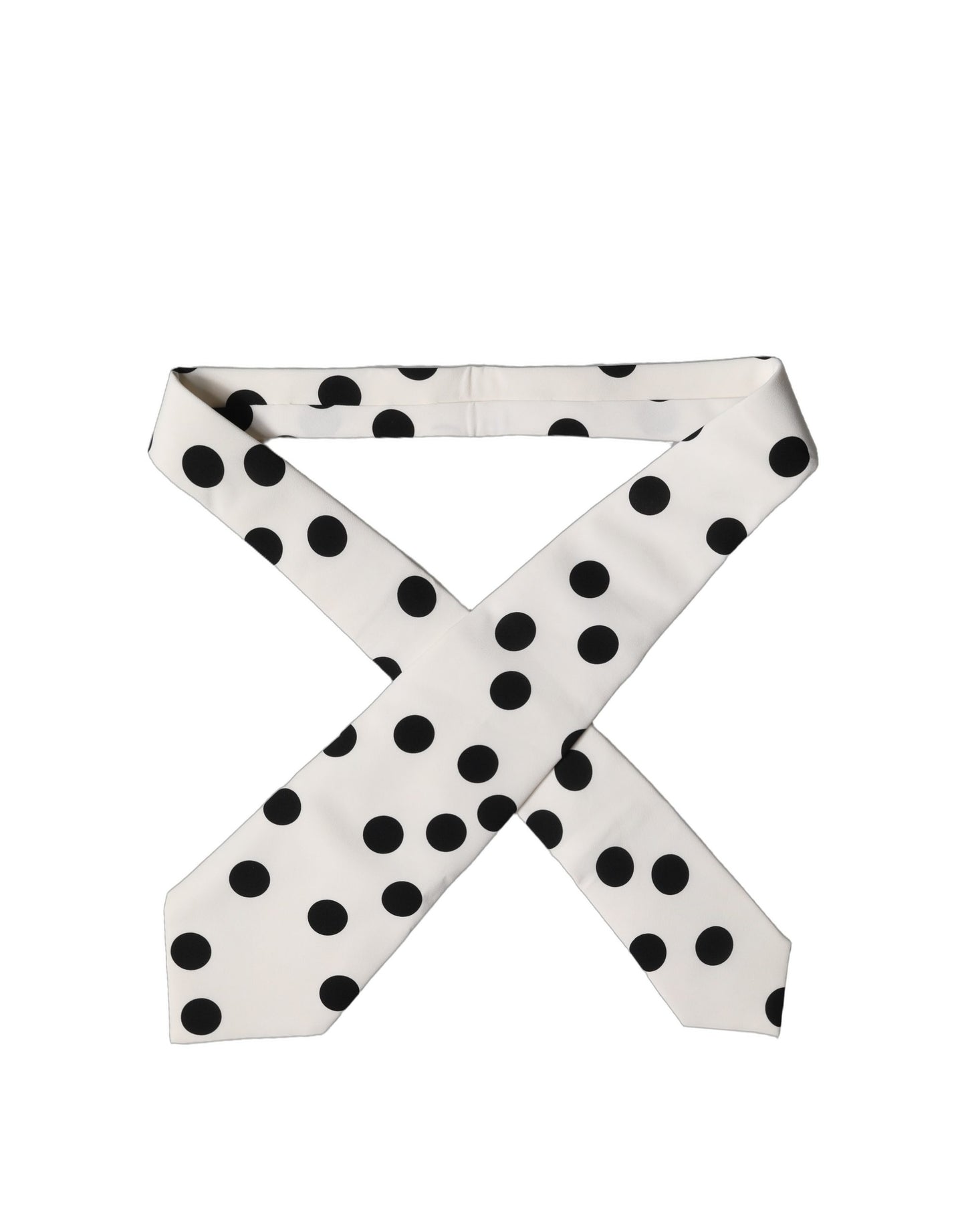 Dolce & Gabbana White Black Polka Dot Silk Adjustable Women Necktie Tie Curated Luxury Accessories by Orvyn
