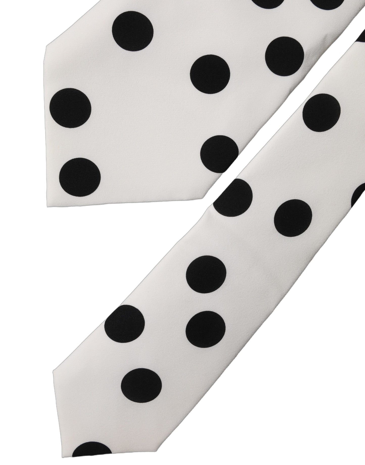 Dolce & Gabbana White Black Polka Dot Silk Adjustable Women Necktie Tie Curated Luxury Accessories by Orvyn