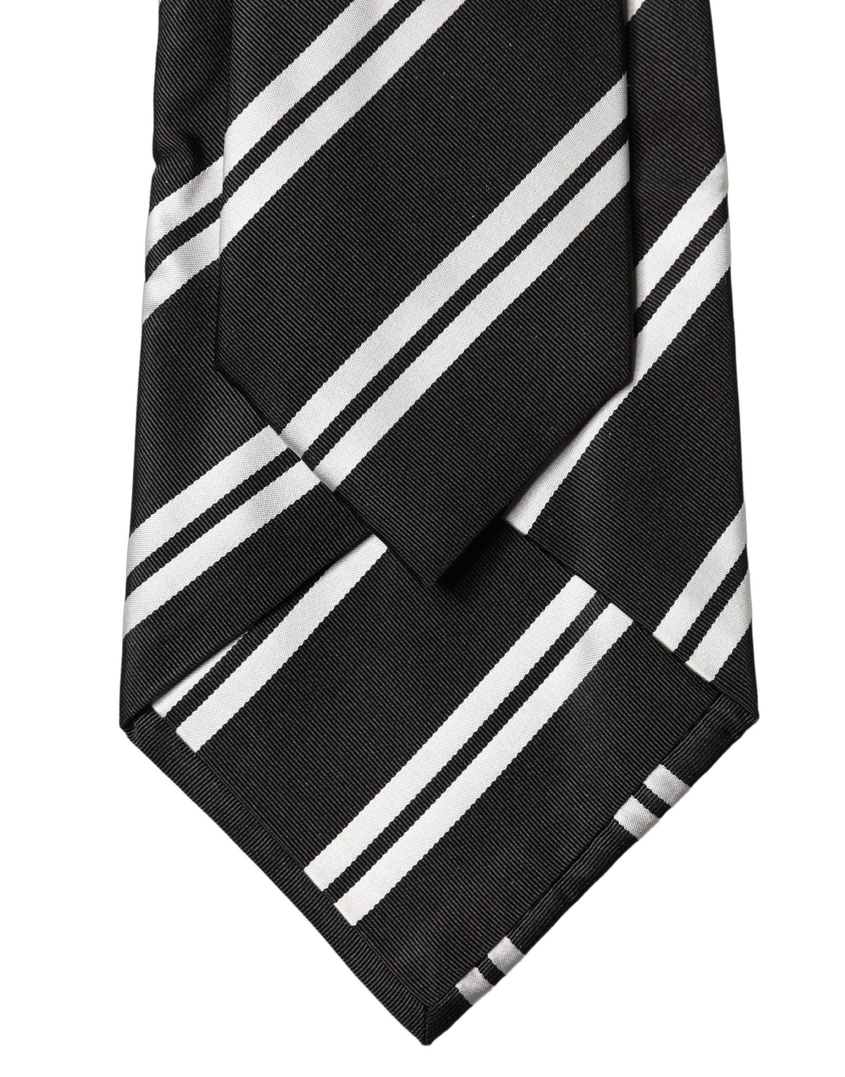 Dolce & Gabbana Black White Stripes Silk Adjustable Women Necktie Tie Curated Luxury Accessories by Orvyn