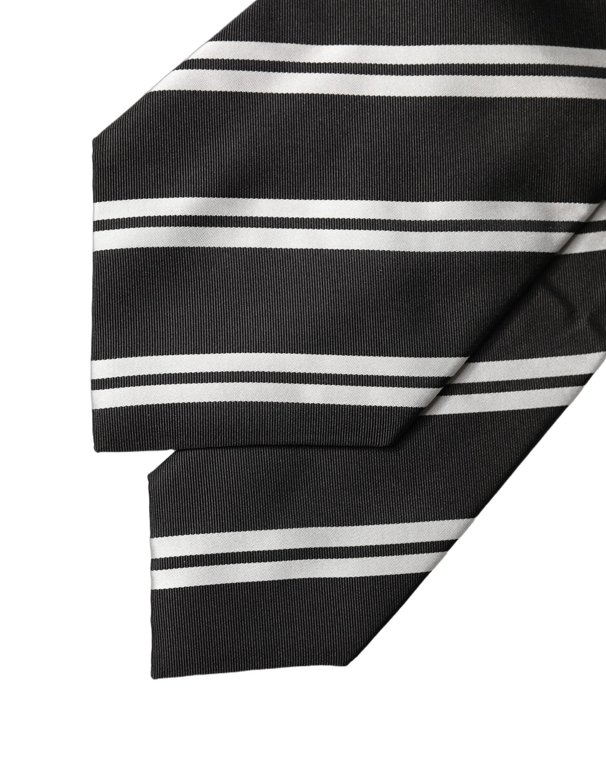 Dolce & Gabbana Black White Stripes Silk Adjustable Women Necktie Tie Curated Luxury Accessories by Orvyn
